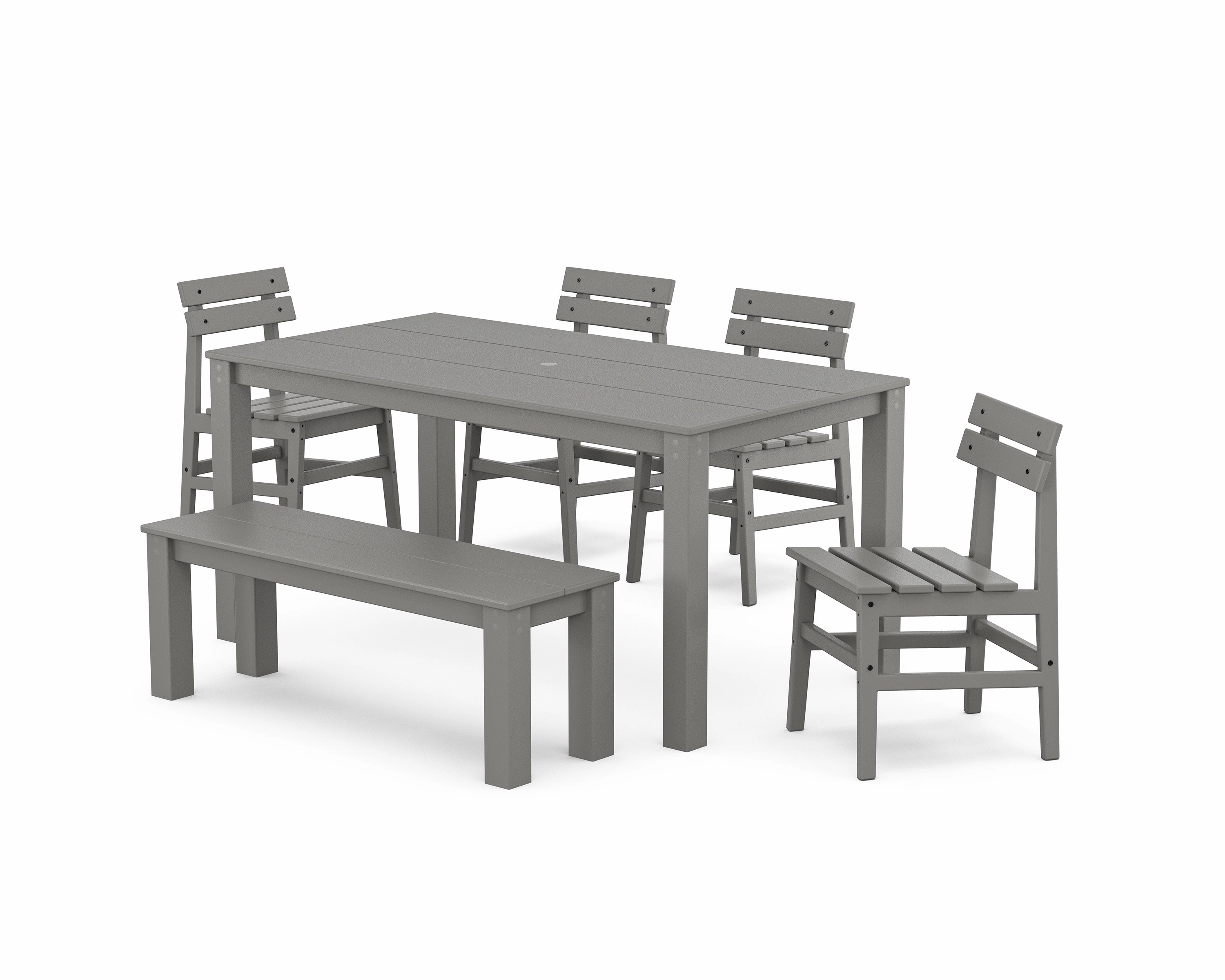 Modern Studio Plaza Chair 6-Piece Parsons Dining Set with Benchoutdoor patio furniture set