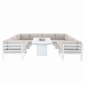 Modular Garden Furniture Set With Fire Pit - Whiteoutdoor patio furniture set