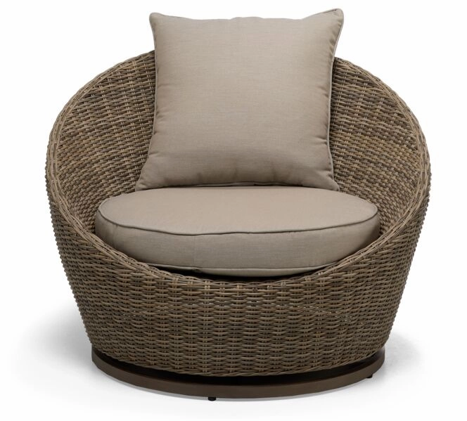 Monaco - 3-Piece Swivel Set With Round Table - Grey and Light Brown