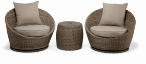 Monaco - 3-Piece Swivel Set With Round Table - Grey and Light Brownoutdoor patio furniture set