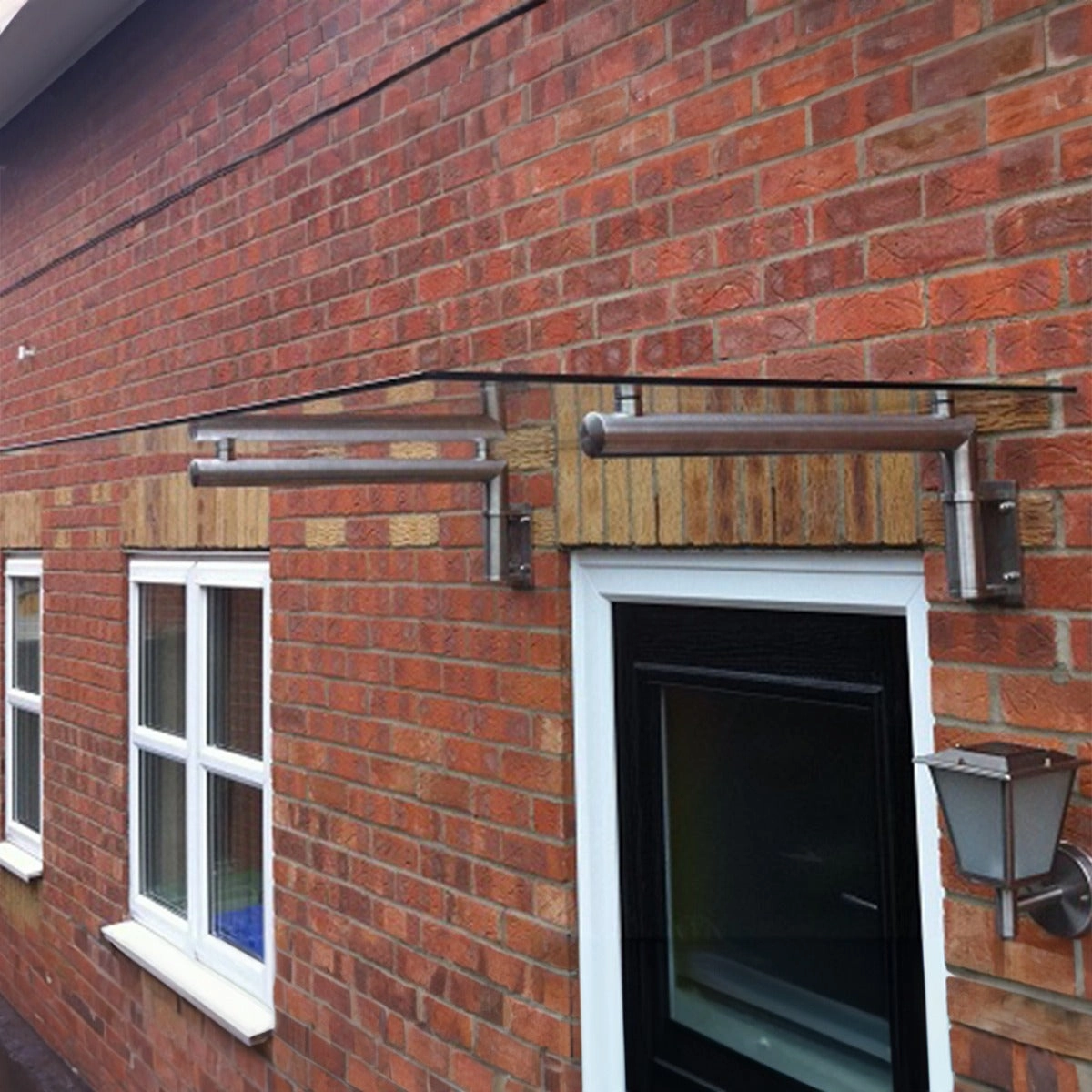 MonsterShop Glass Door Canopy & Brackets, 120cm W, 80cm D