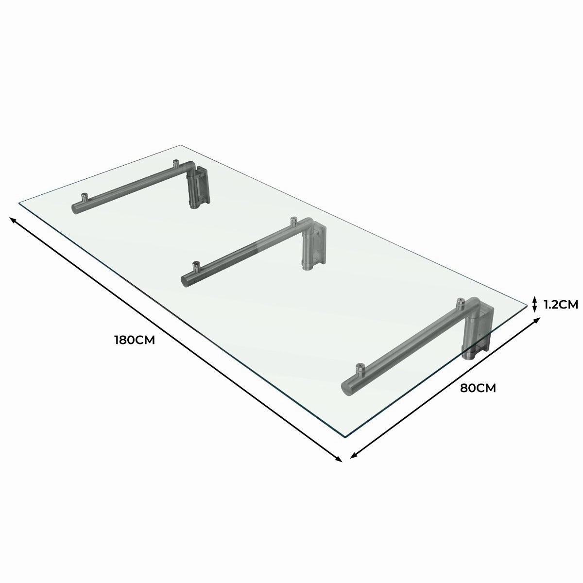 MonsterShop Glass Door Canopy & Brackets, 180cm W, 80cm D