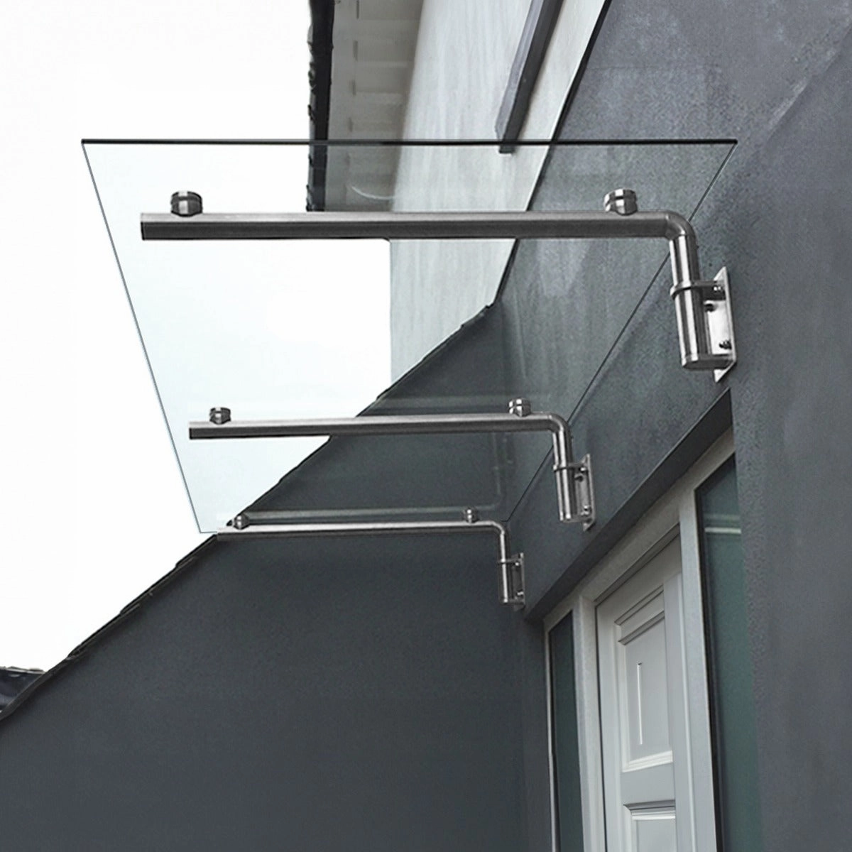 MonsterShop Glass Door Canopy & Brackets, 180cm W, 80cm D extra large ceramic garden planters