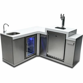 Mont Alpi Stainless Steel Beverage Center W/ 90 Degree Corner & Fridge Cabinet MA-BEV90KEG outdoor beverage cooler with wheels