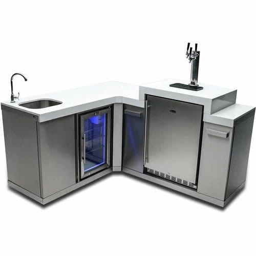 Mont Alpi Stainless Steel Beverage Center W/ 90 Degree Corner & Fridge Cabinet MA-BEV90KEG outdoor beverage cooler with wheels