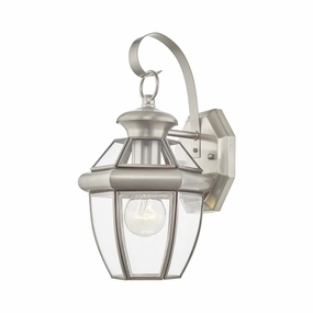 Monterey One Light Outdoor Wall Lantern Brushed NickelOutdoor wall sconces with motion sensor