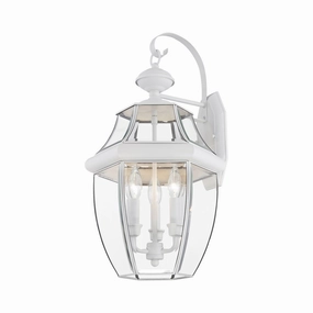 Monterey Three Light Outdoor Wall Lantern WhiteOutdoor wall sconces with motion sensor