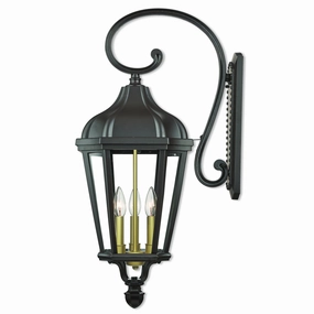 Morgan Three Light Outdoor Wall Lantern Bronze w/ Antique Gold ClusterOutdoor wall sconces with motion sensor