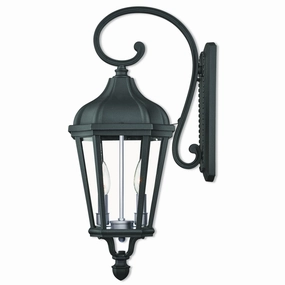 Morgan Two Light Outdoor Wall Lantern Textured Black w/ Antique Silver ClusterOutdoor wall sconces with motion sensor