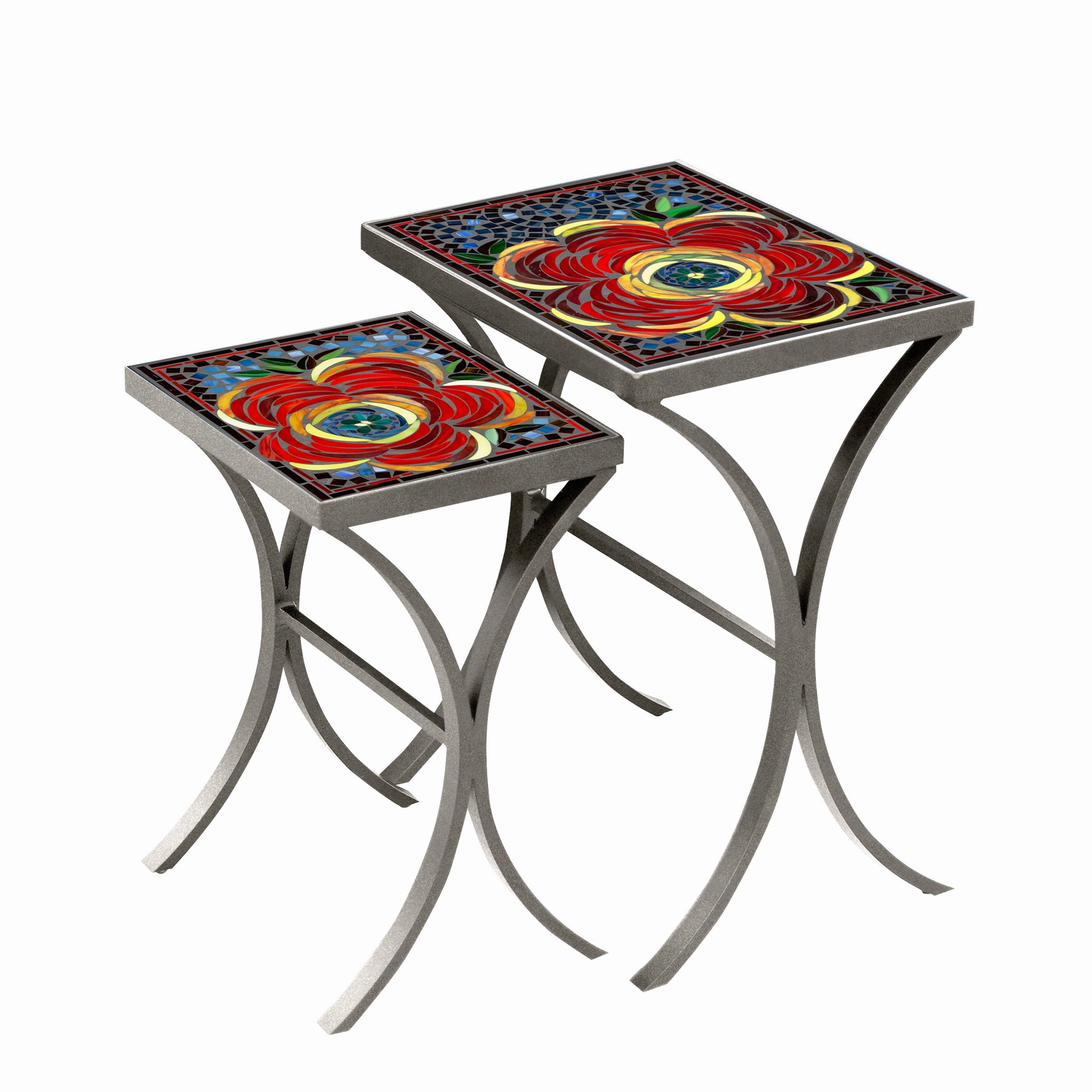 Mosaic Stone Top Nesting Tables