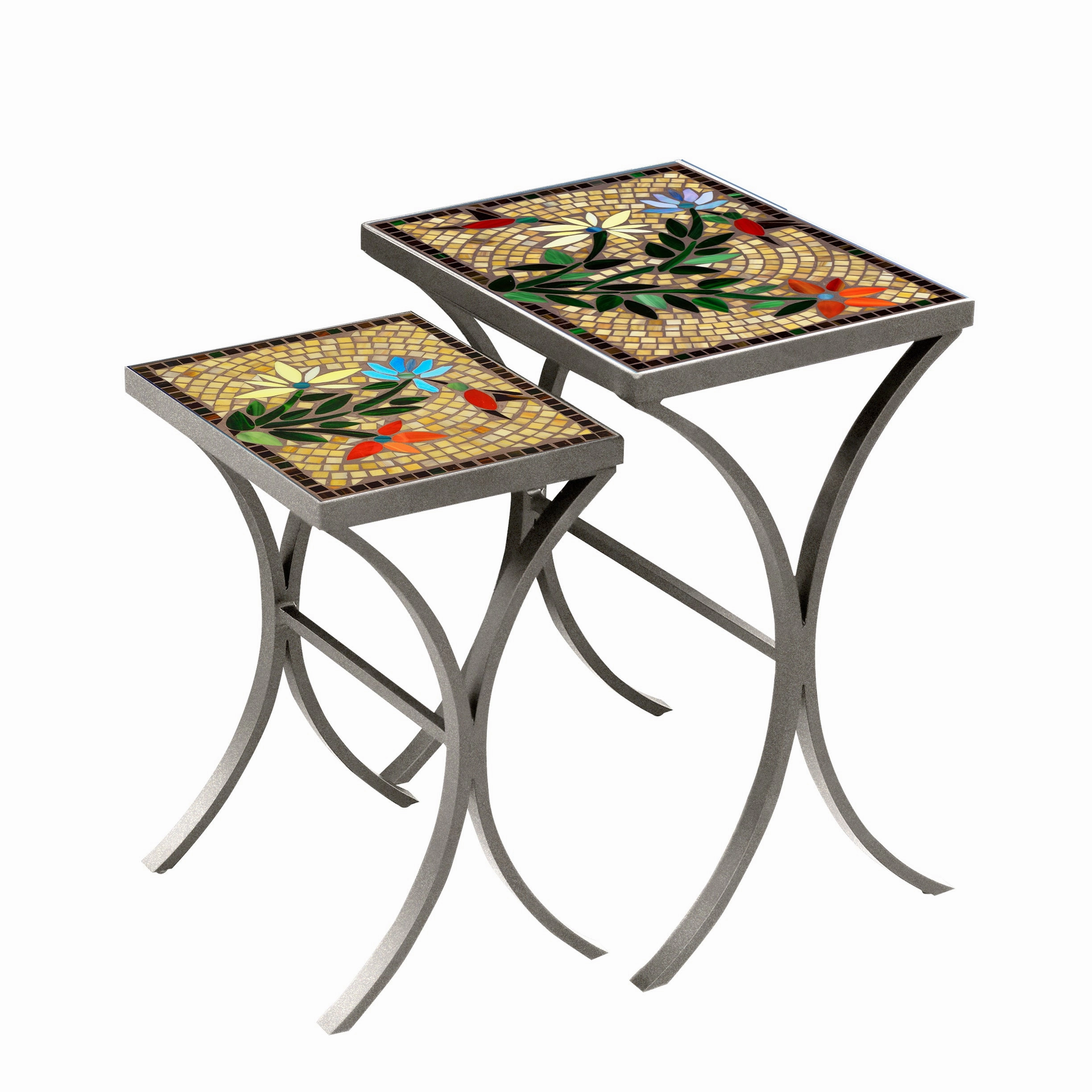 Mosaic Stone Top Nesting Tables