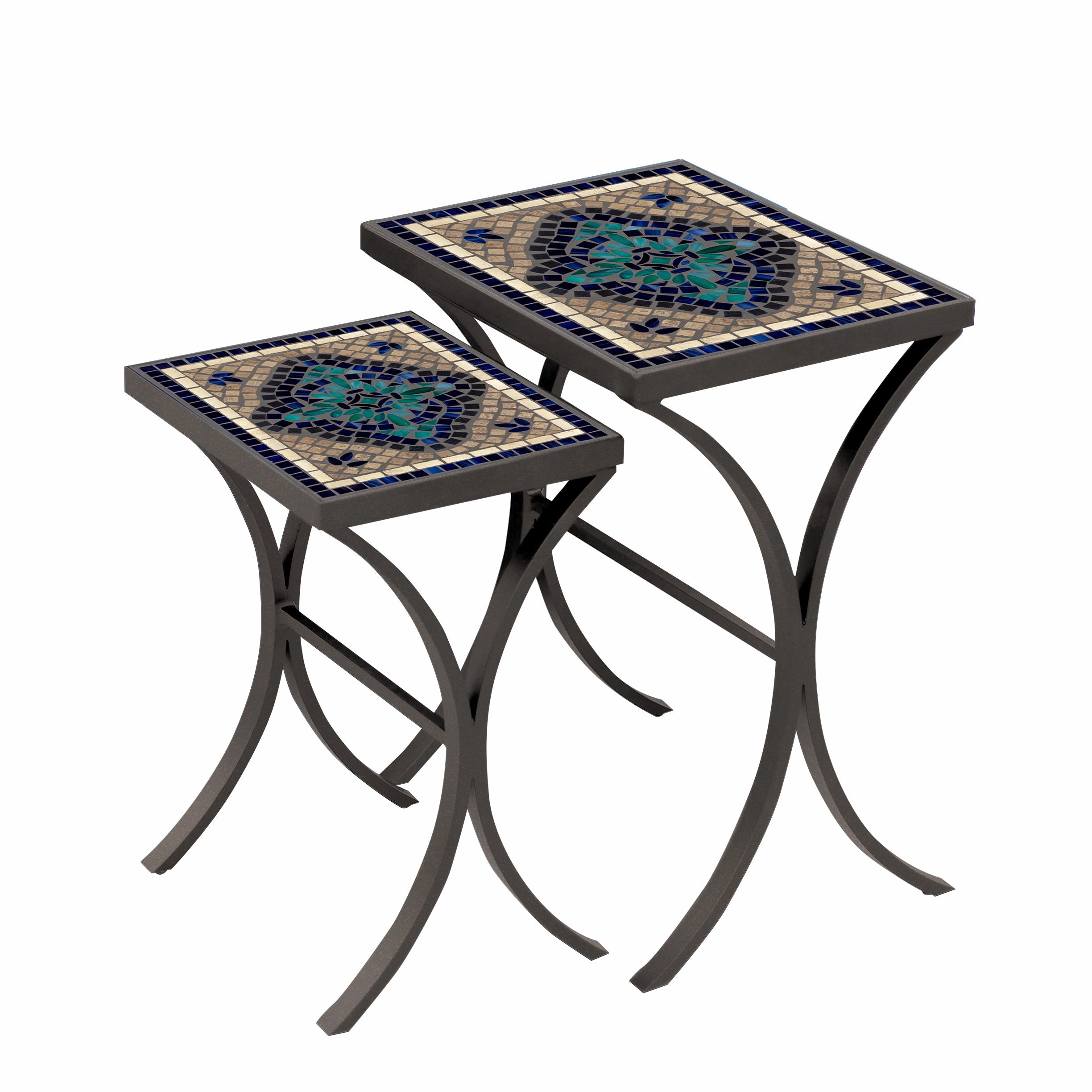 Mosaic Stone Top Nesting Tables