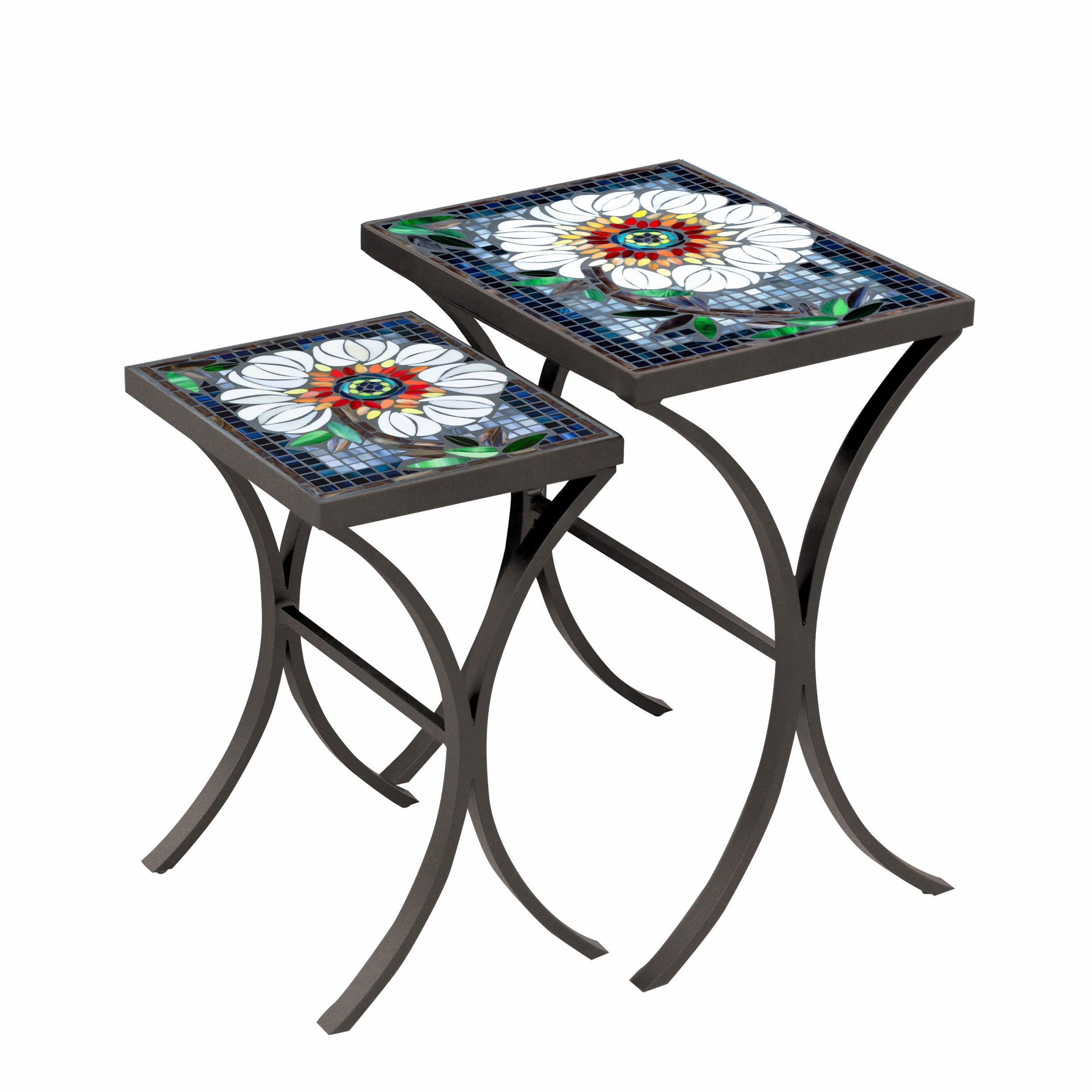 Mosaic Stone Top Nesting Tables