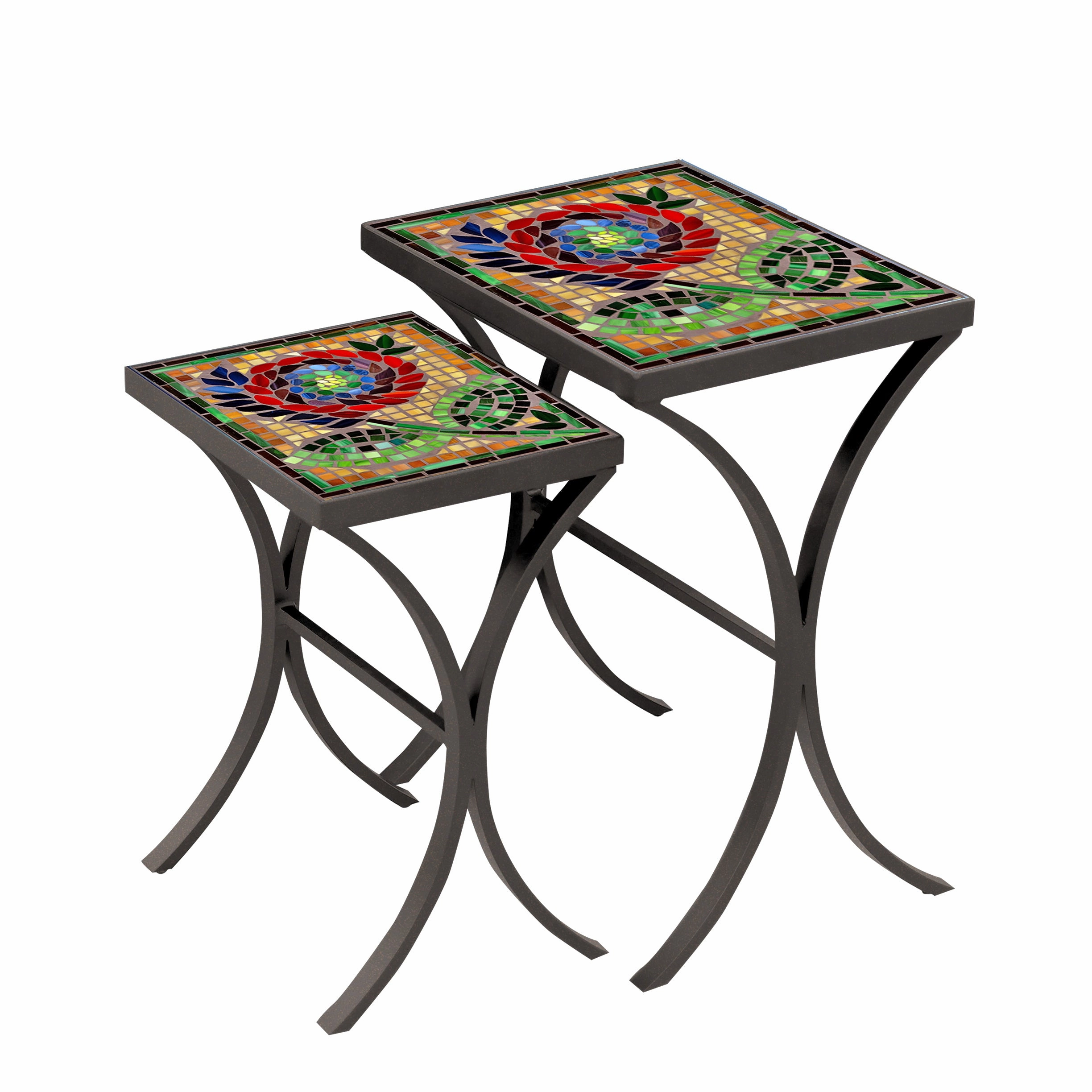 Mosaic Stone Top Nesting Tables