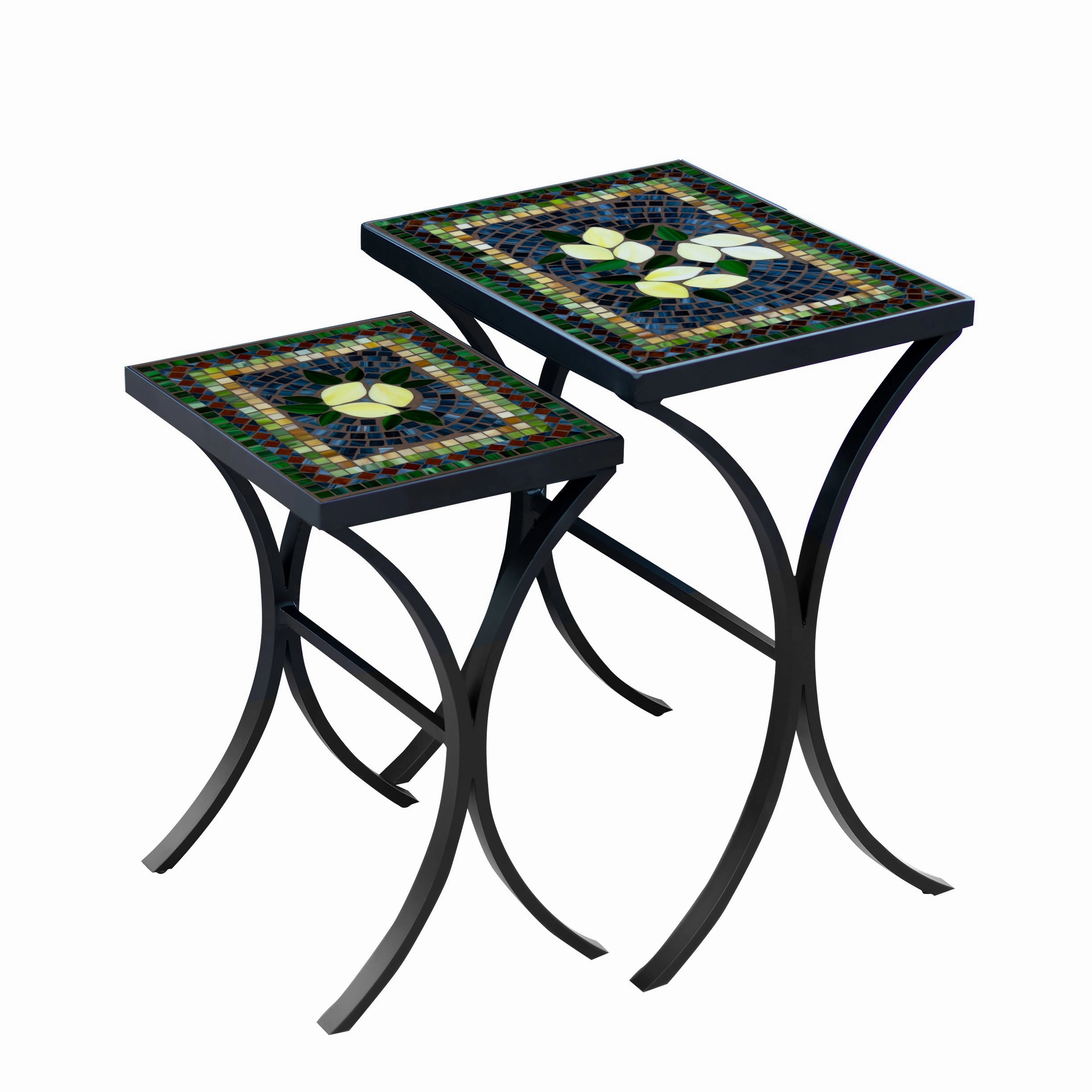 Mosaic Stone Top Nesting Tables