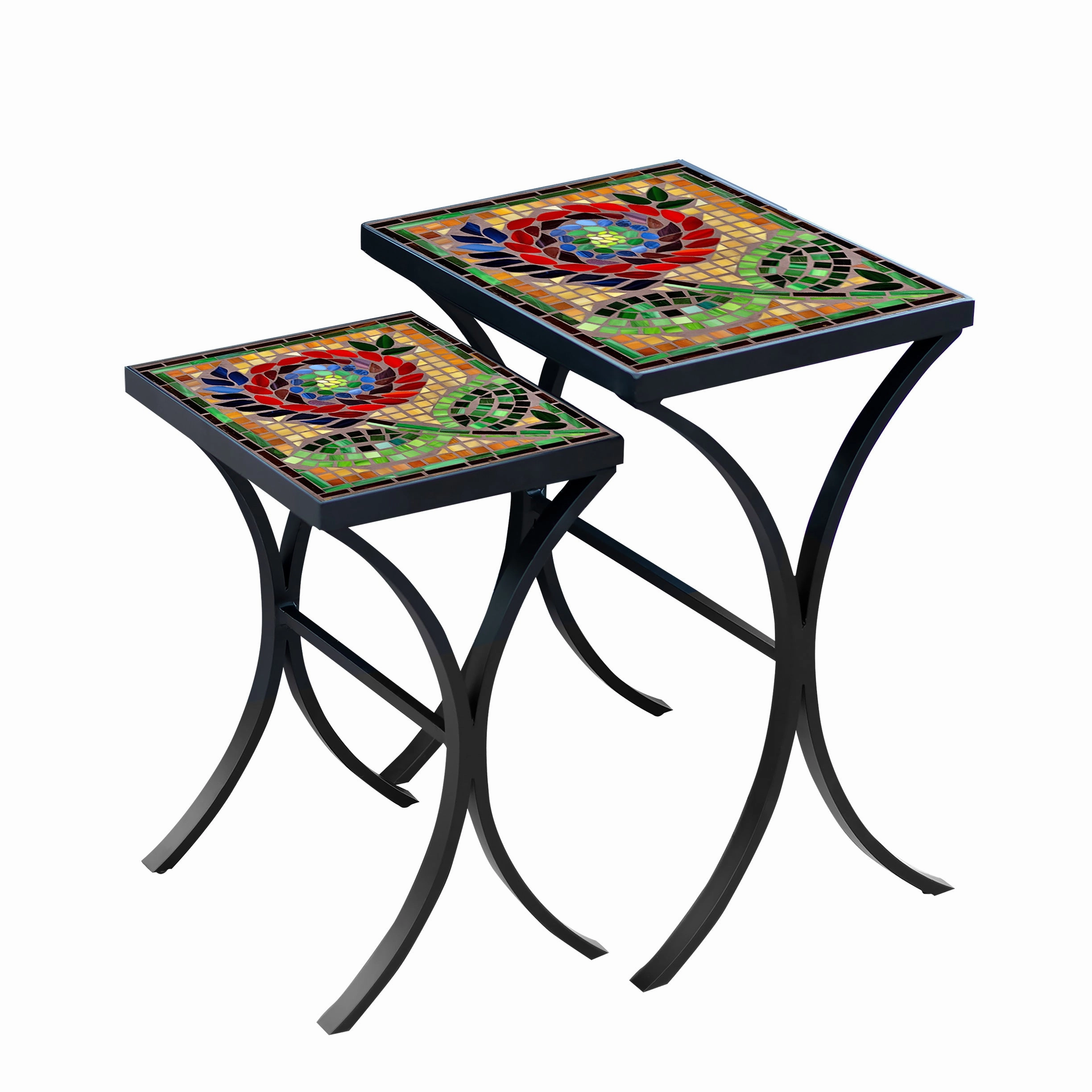 Mosaic Stone Top Nesting Tables