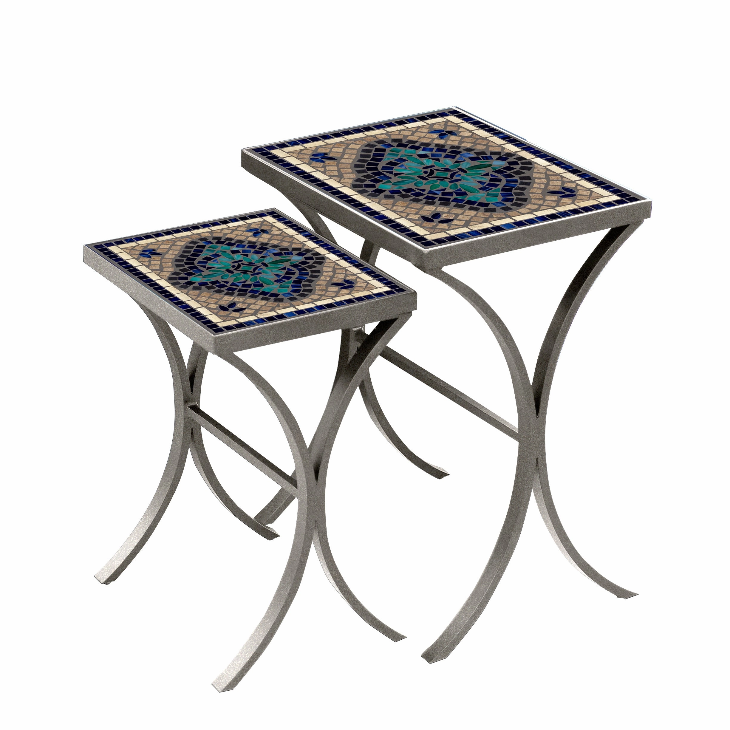 Mosaic Stone Top Nesting Tables
