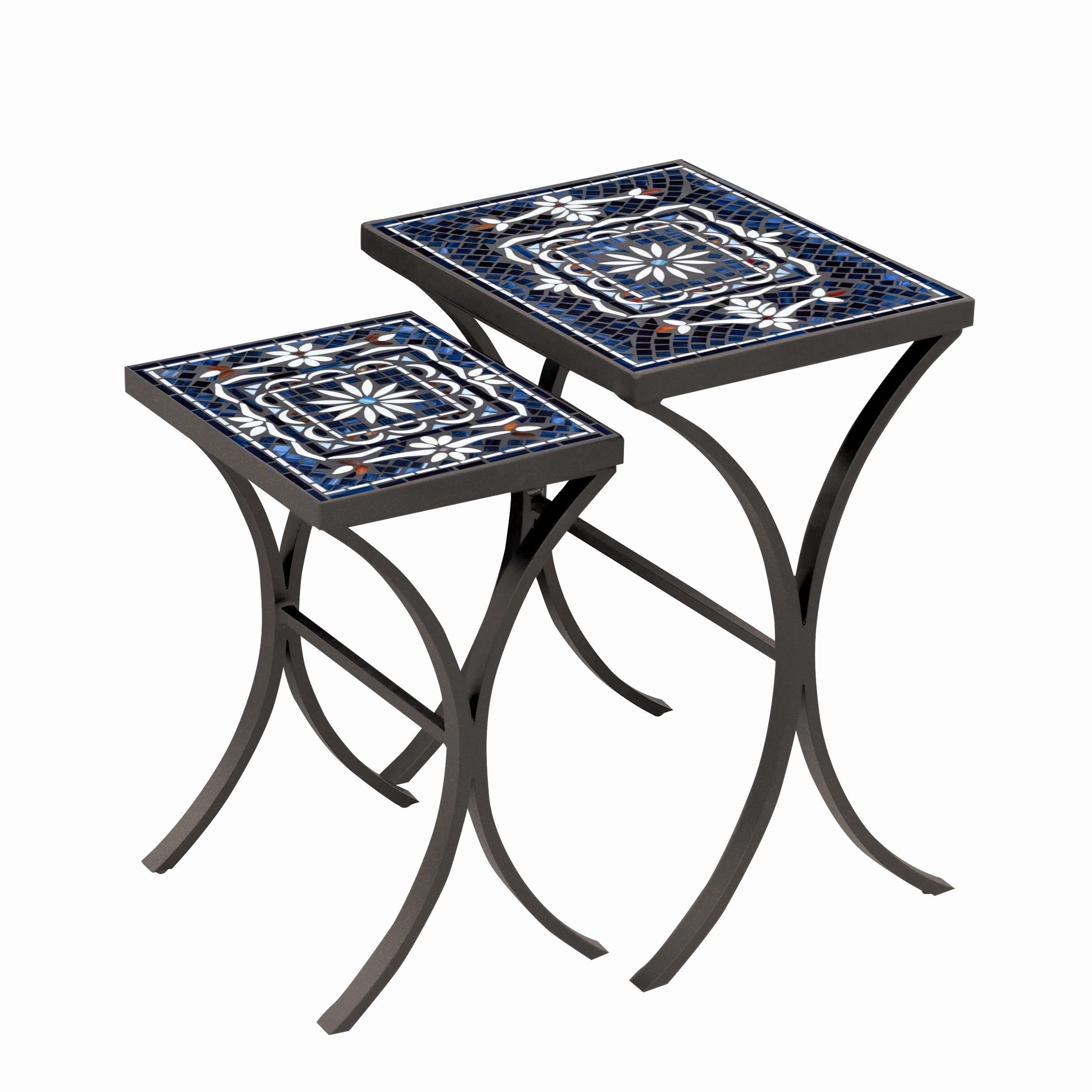 Mosaic Stone Top Nesting Tables