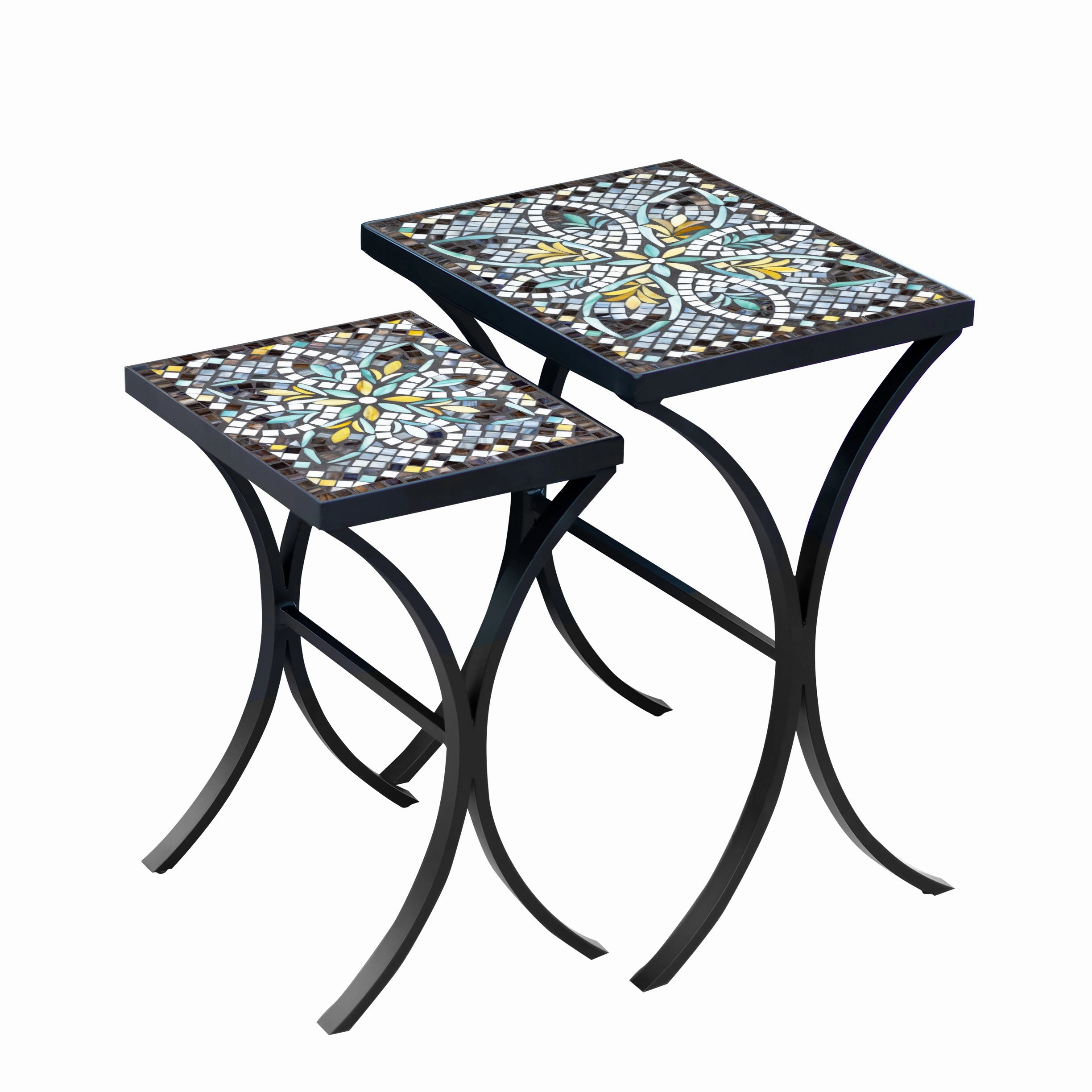 Mosaic Stone Top Nesting Tables