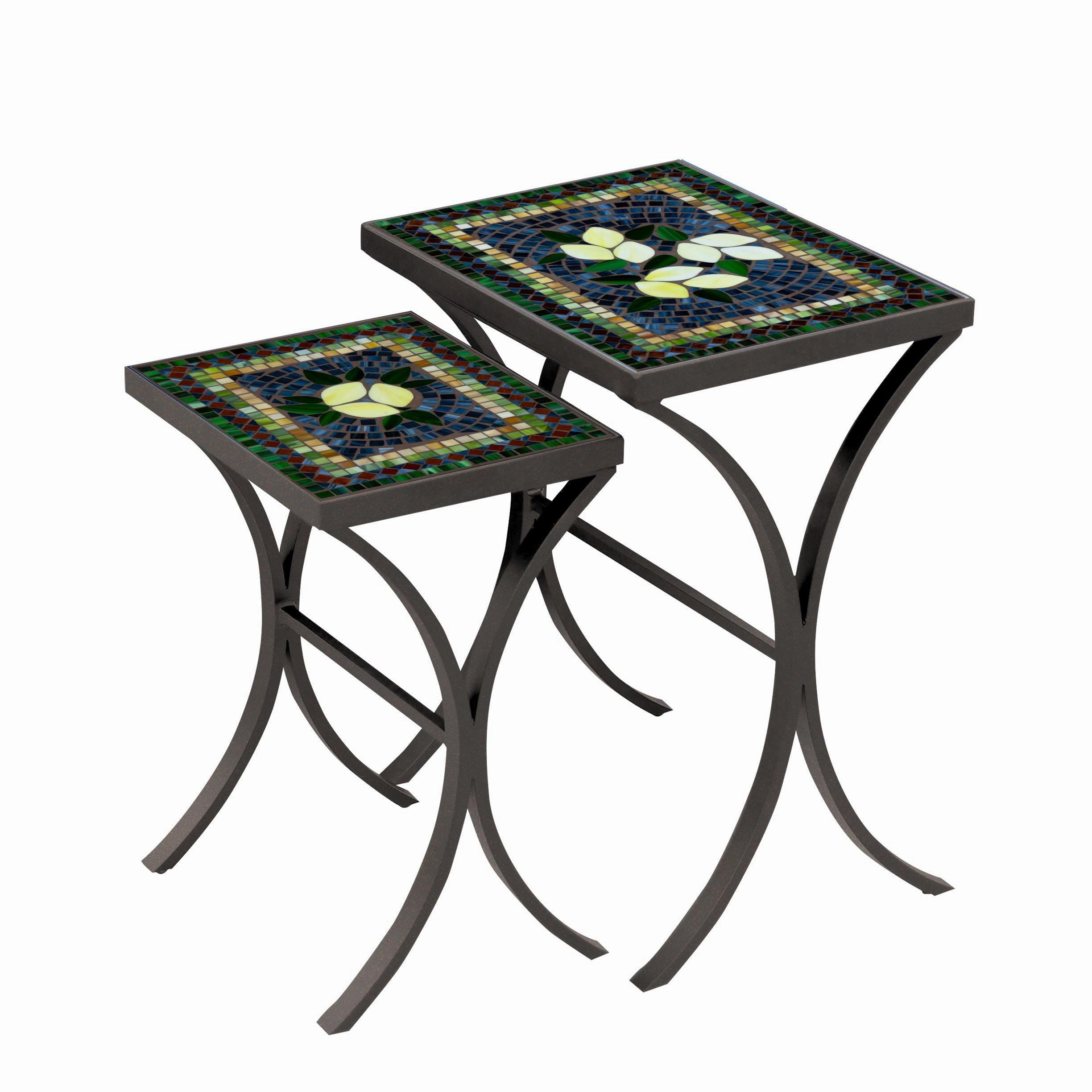 Mosaic Stone Top Nesting Tables