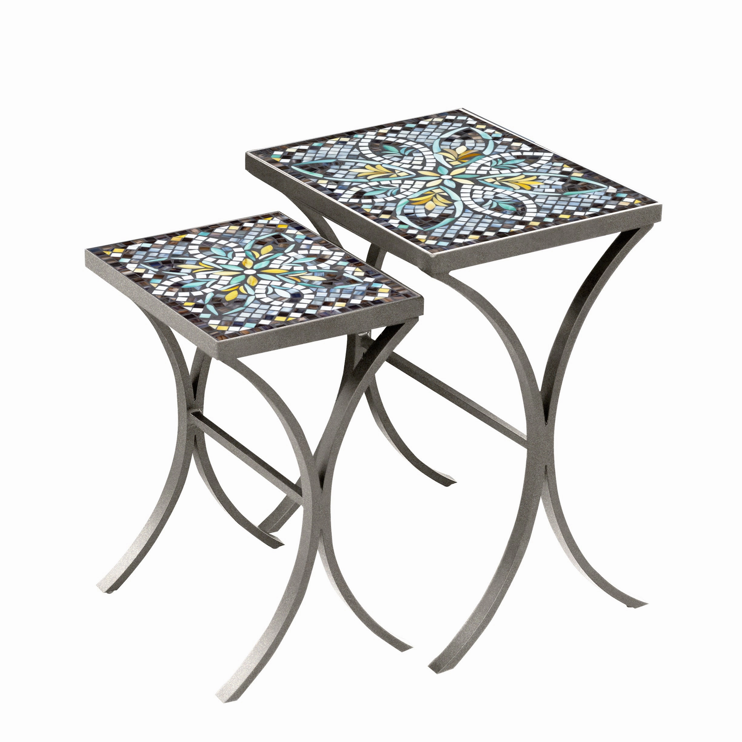 Mosaic Stone Top Nesting Tables