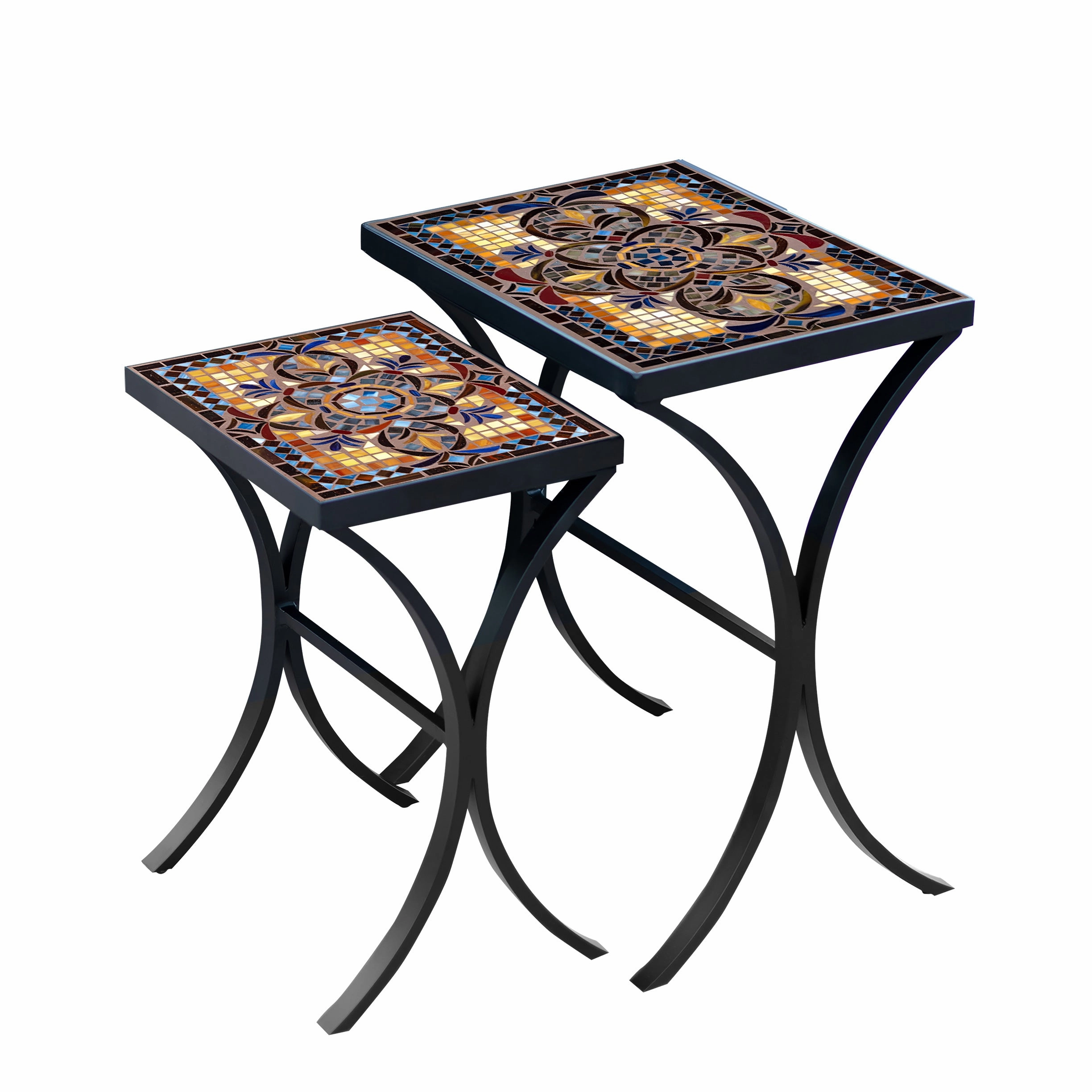 Mosaic Stone Top Nesting Tables
