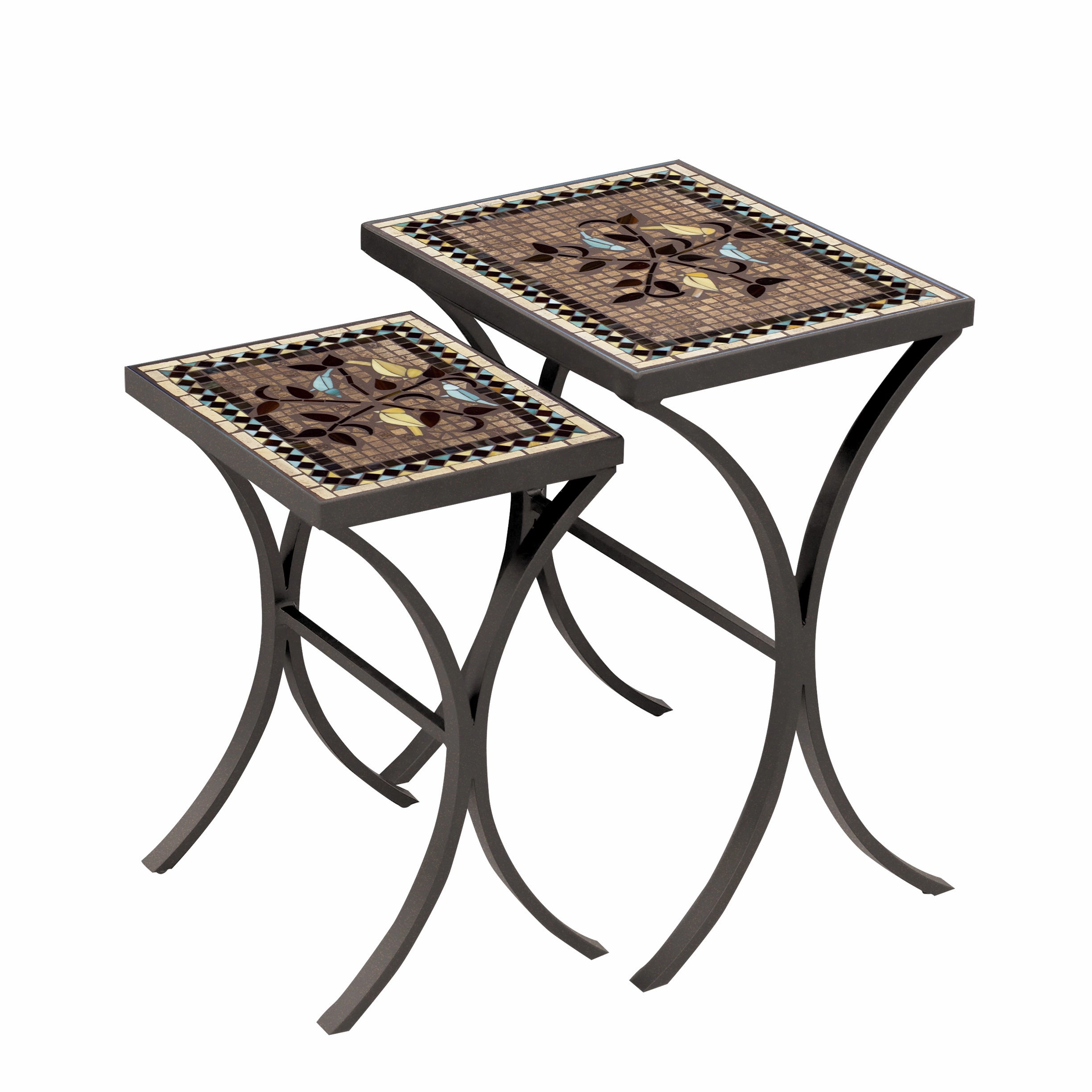 Mosaic Stone Top Nesting Tables