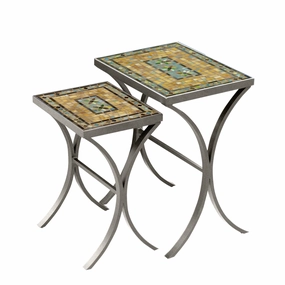Mosaic Stone Top Nesting Tablesoutdoor coffee table for patio or lounge