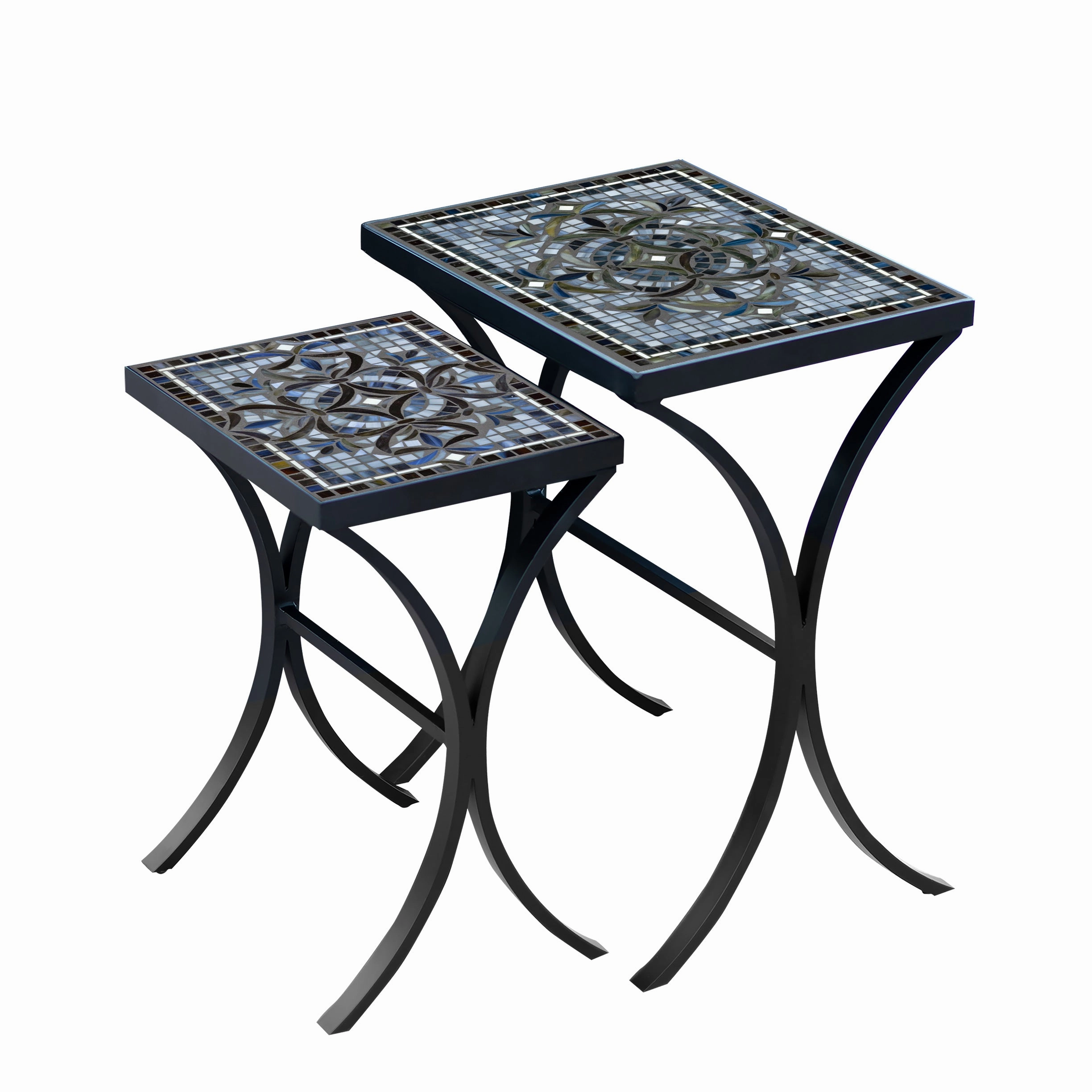 Mosaic Stone Top Nesting Tables