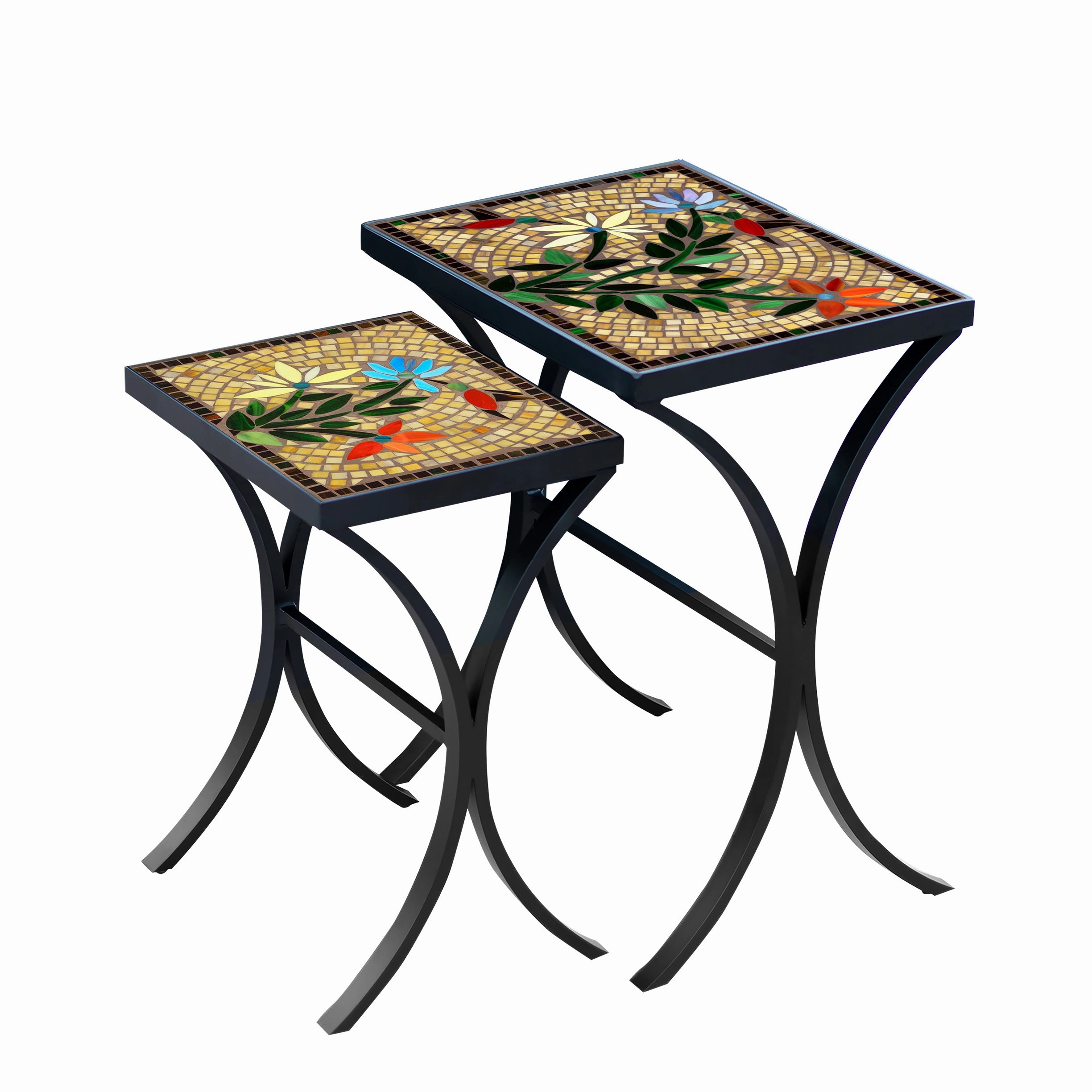 Mosaic Stone Top Nesting Tables