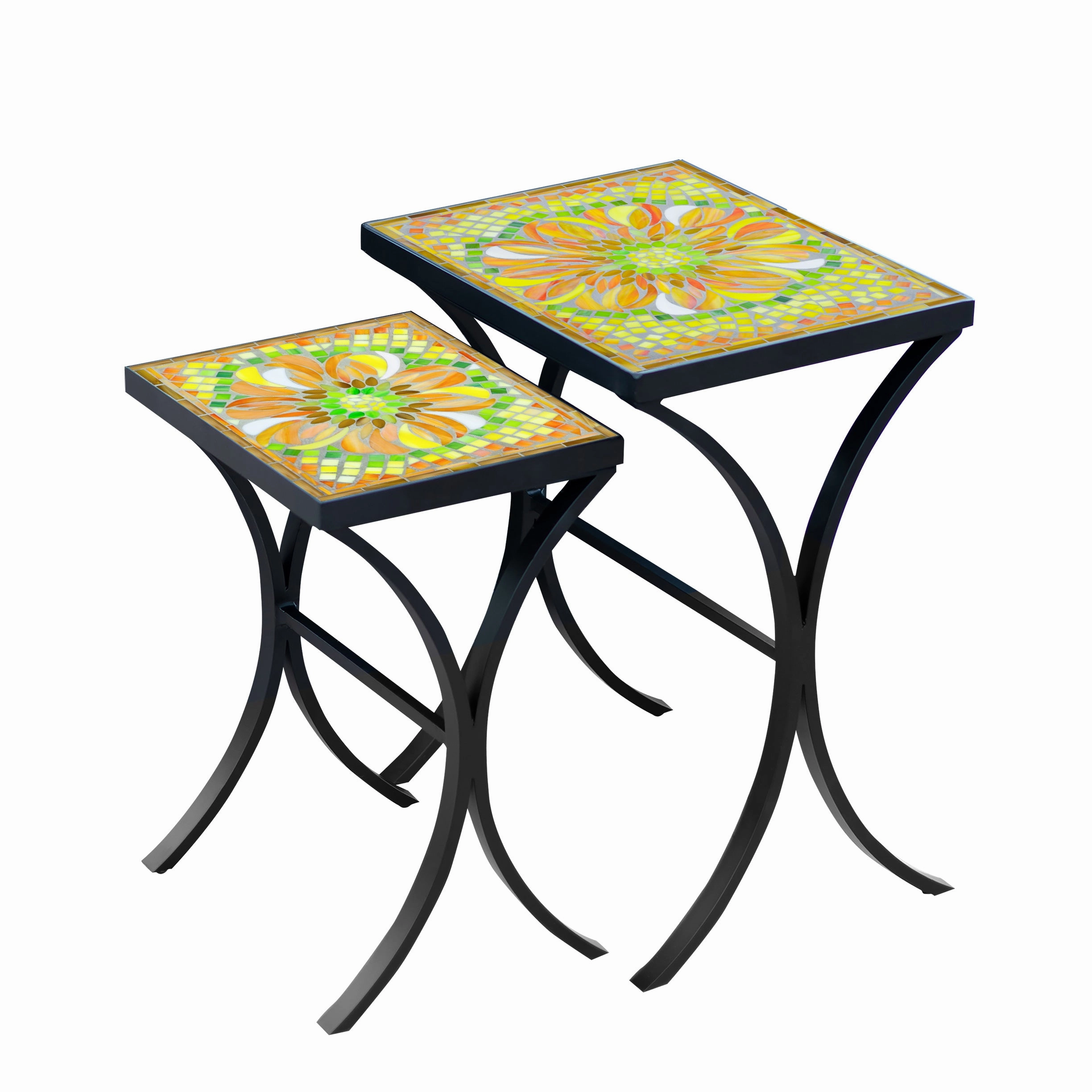 Mosaic Stone Top Nesting Tables