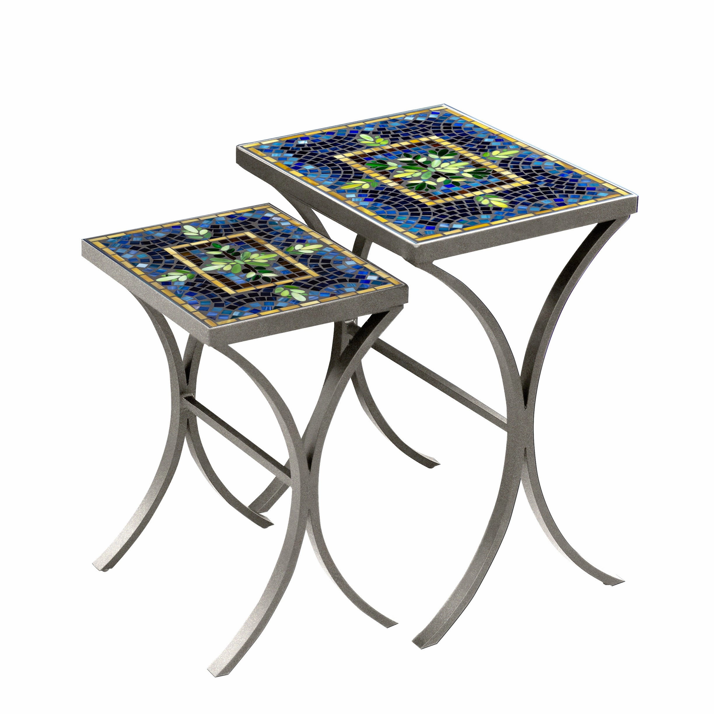 Mosaic Stone Top Nesting Tables