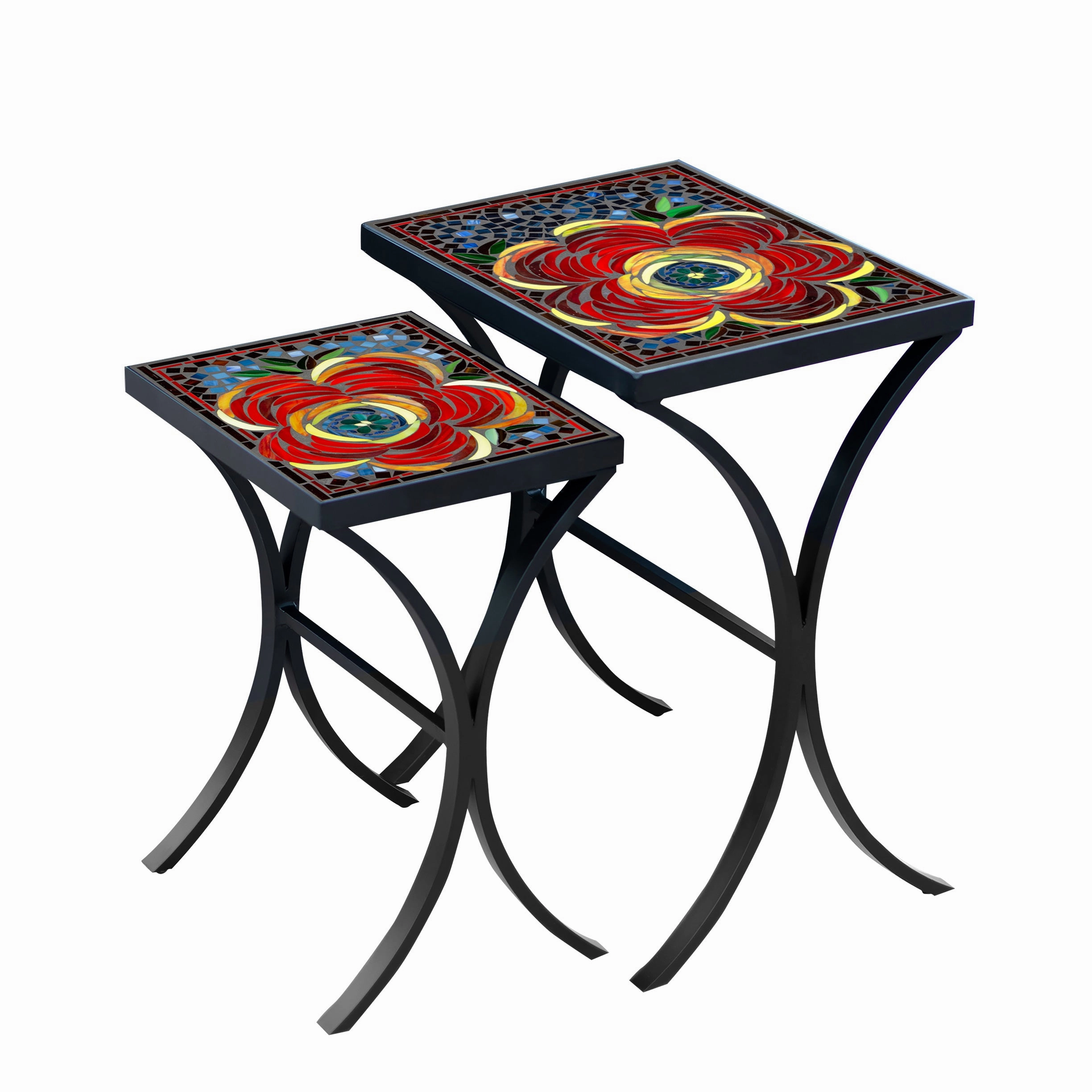 Mosaic Stone Top Nesting Tables