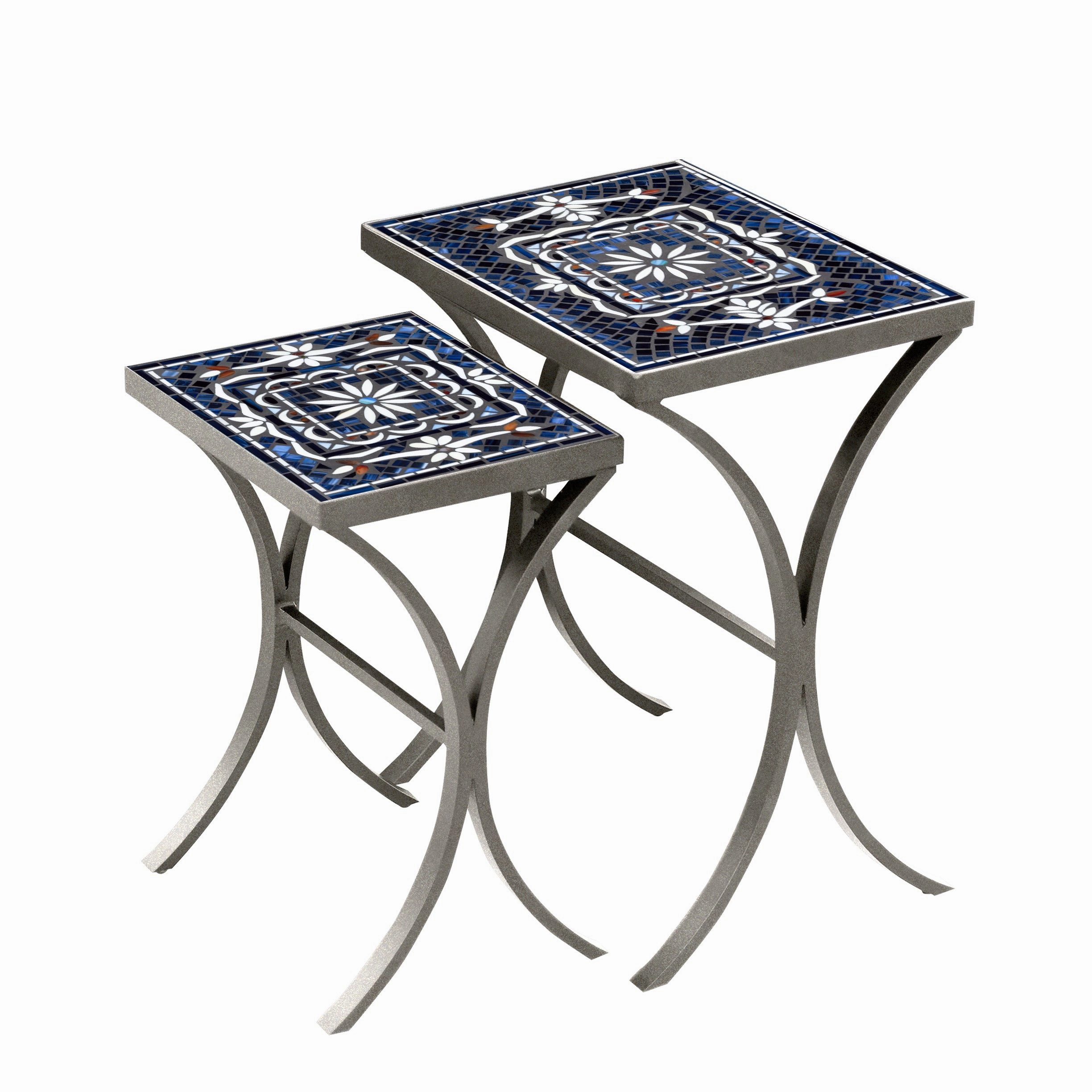 Mosaic Stone Top Nesting Tables