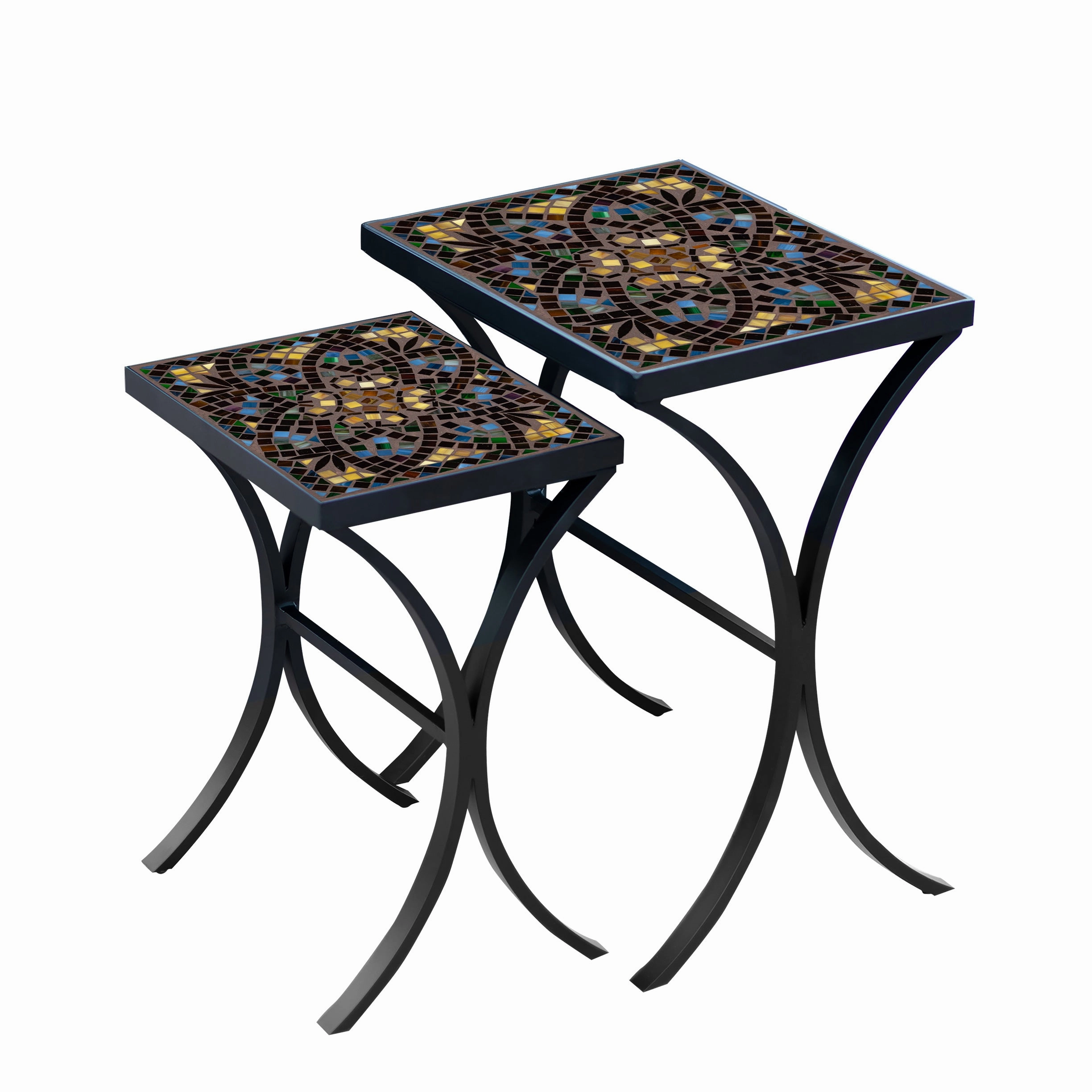 Mosaic Stone Top Nesting Tables