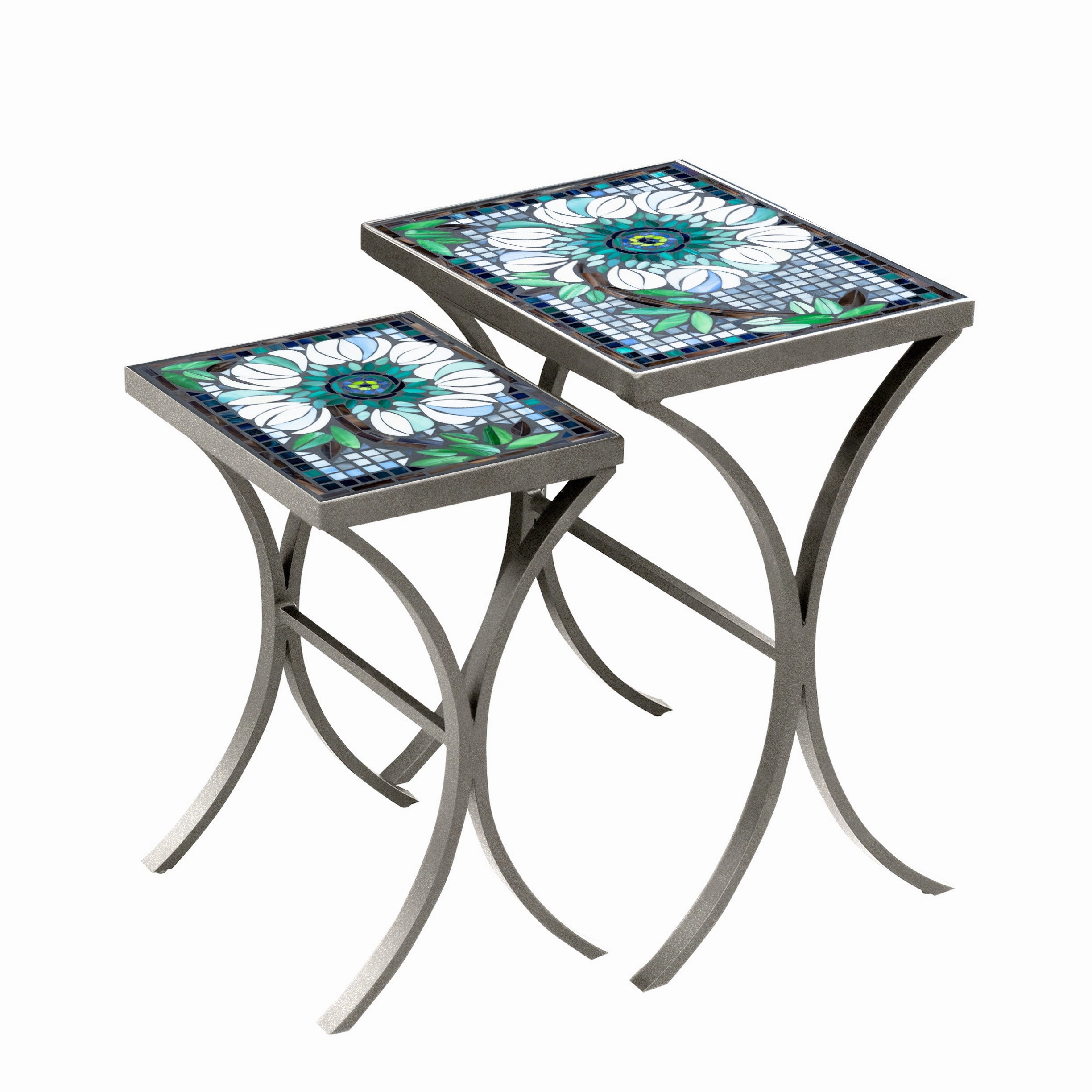 Mosaic Stone Top Nesting Tables