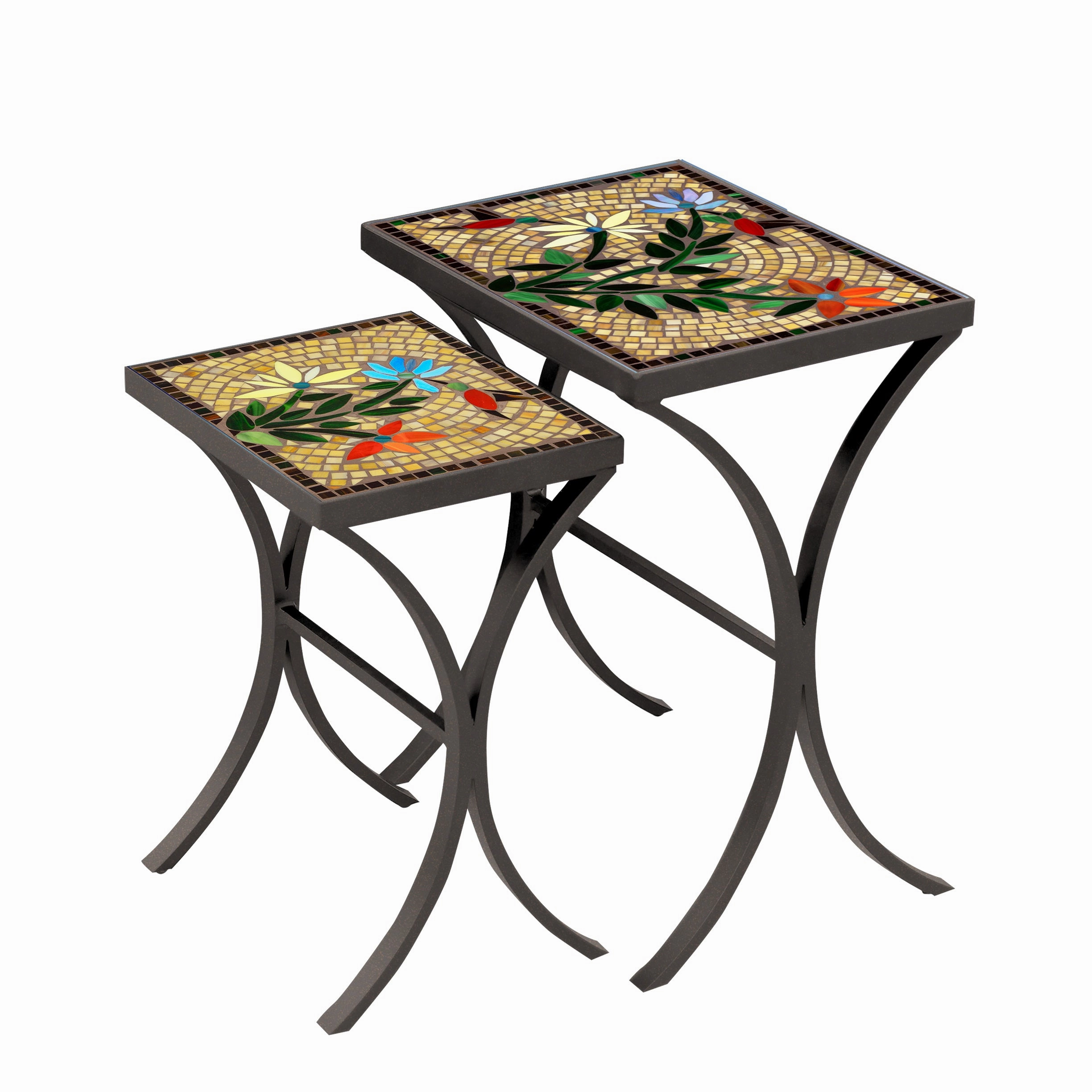 Mosaic Stone Top Nesting Tables