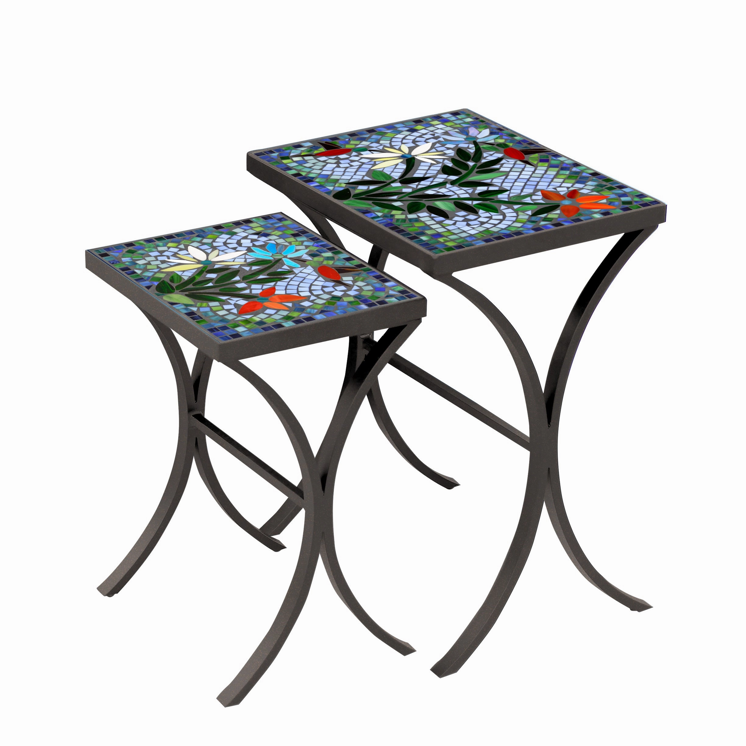 Mosaic Stone Top Nesting Tables