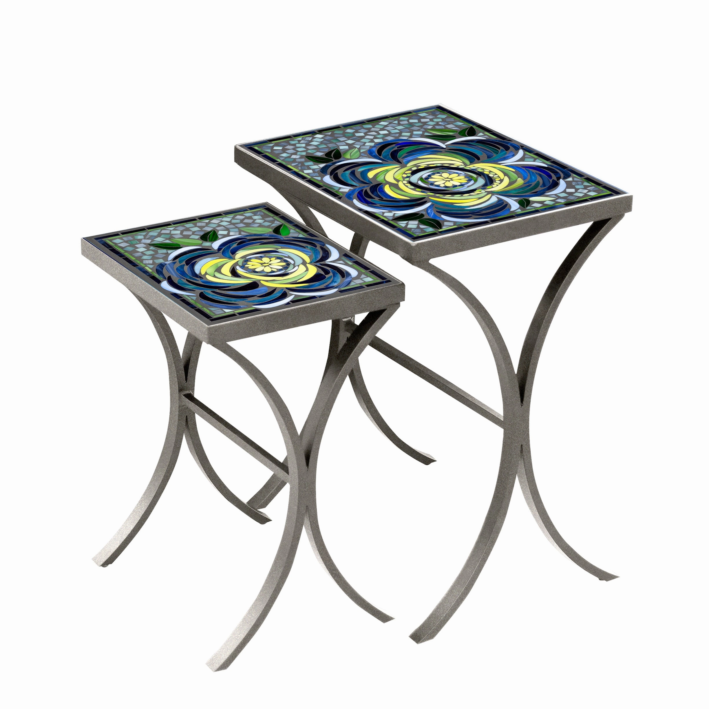 Mosaic Stone Top Nesting Tables