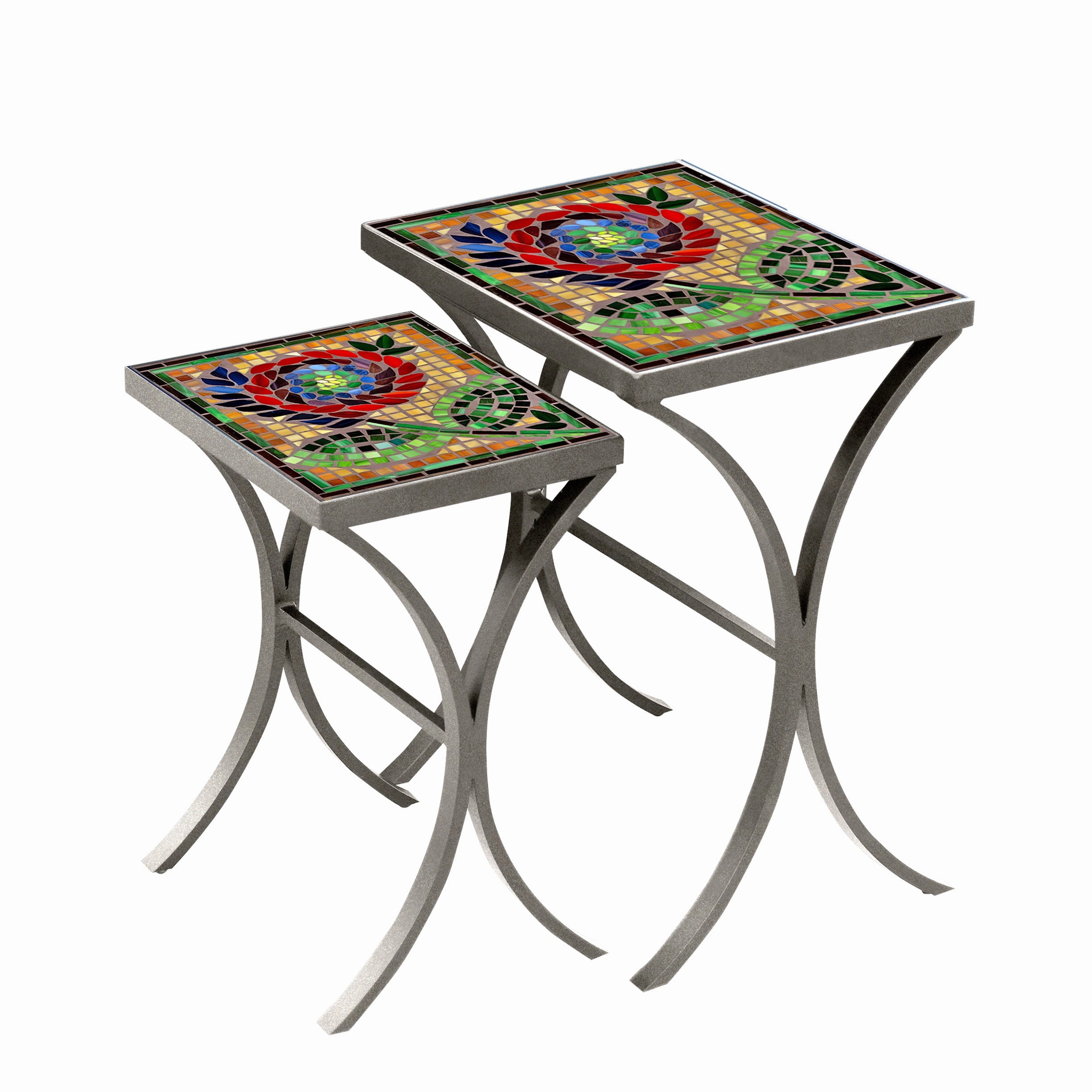 Mosaic Stone Top Nesting Tables