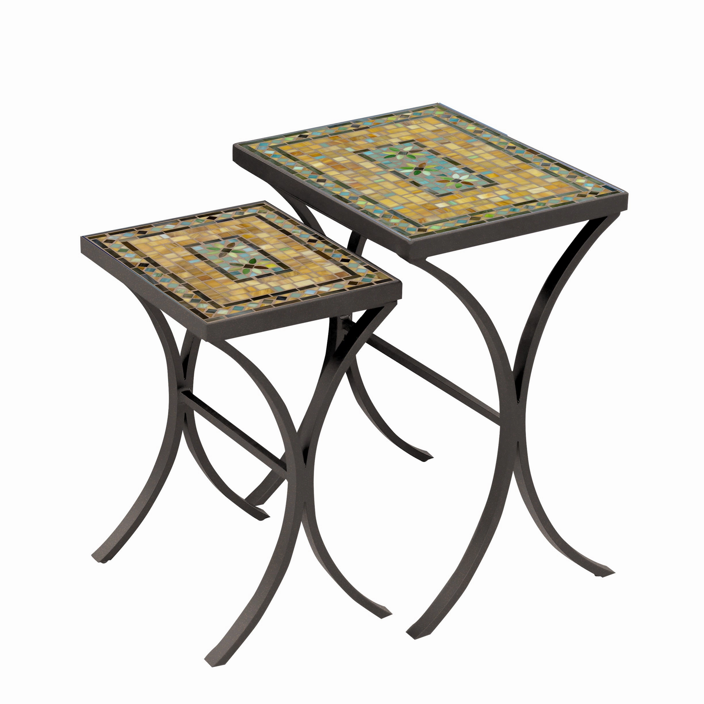 Mosaic Stone Top Nesting Tables