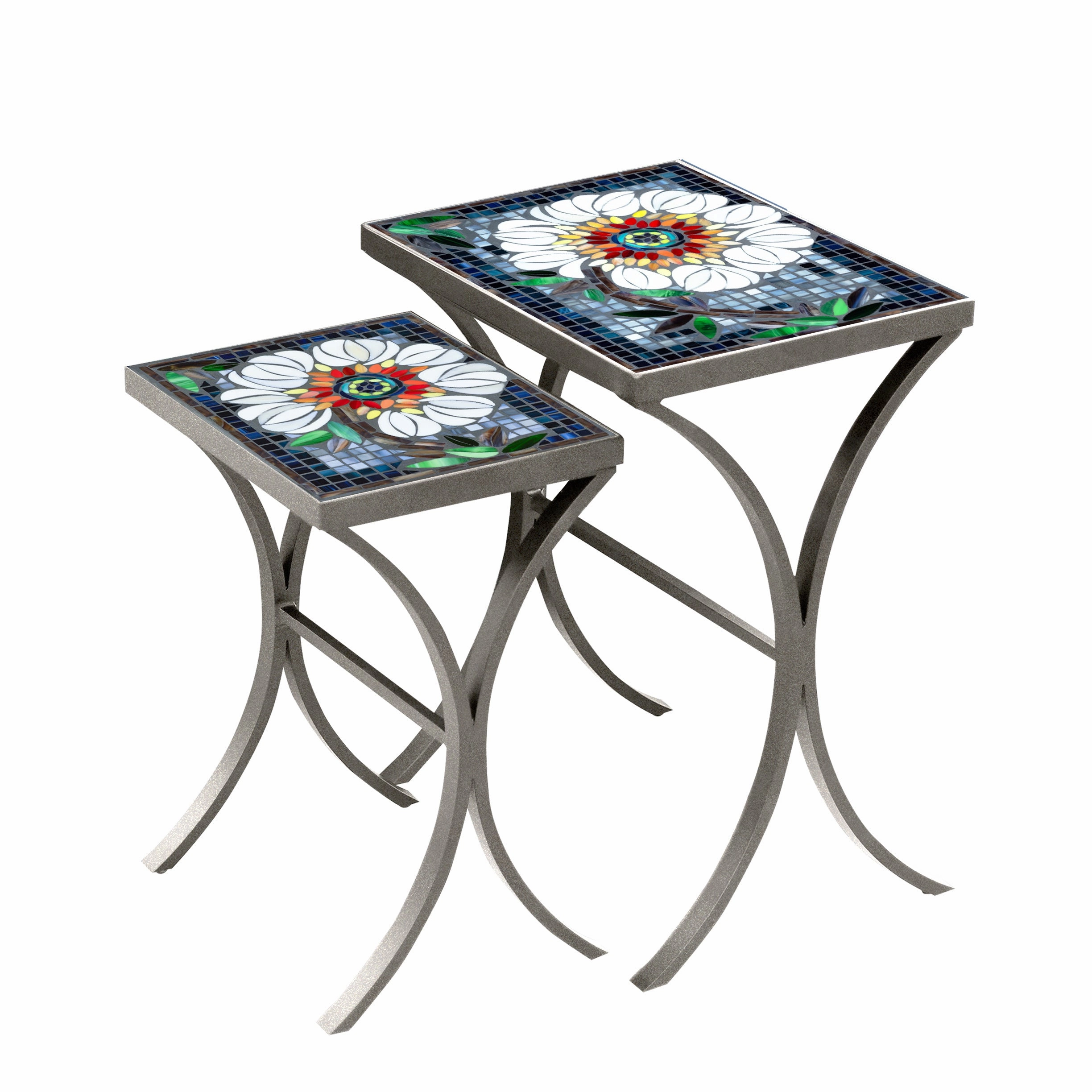 Mosaic Stone Top Nesting Tables