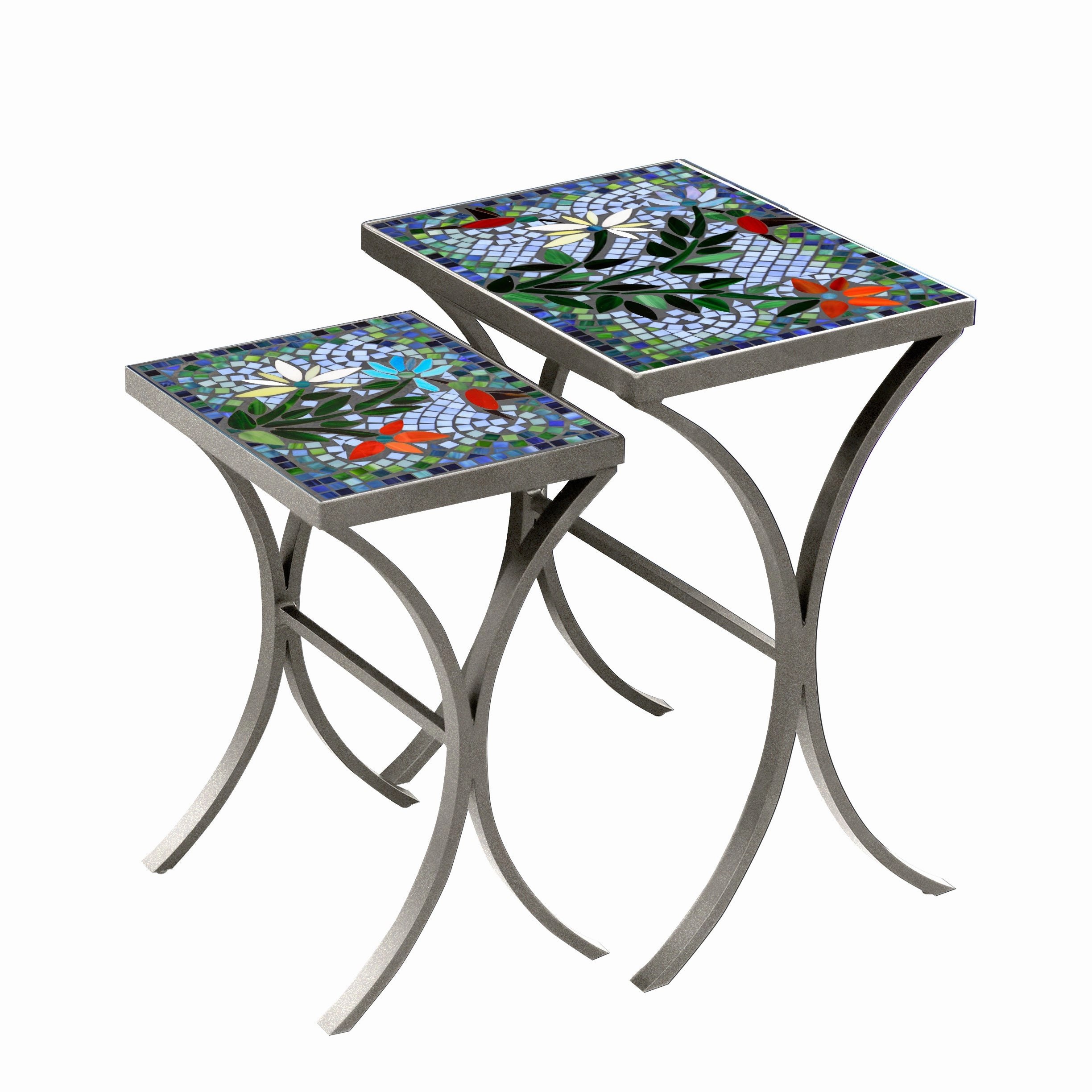 Mosaic Stone Top Nesting Tables
