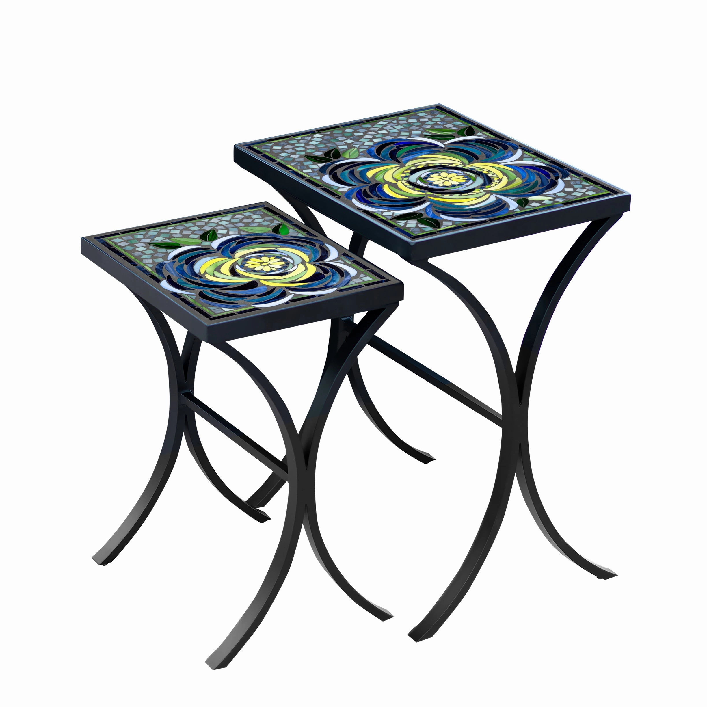 Mosaic Stone Top Nesting Tables