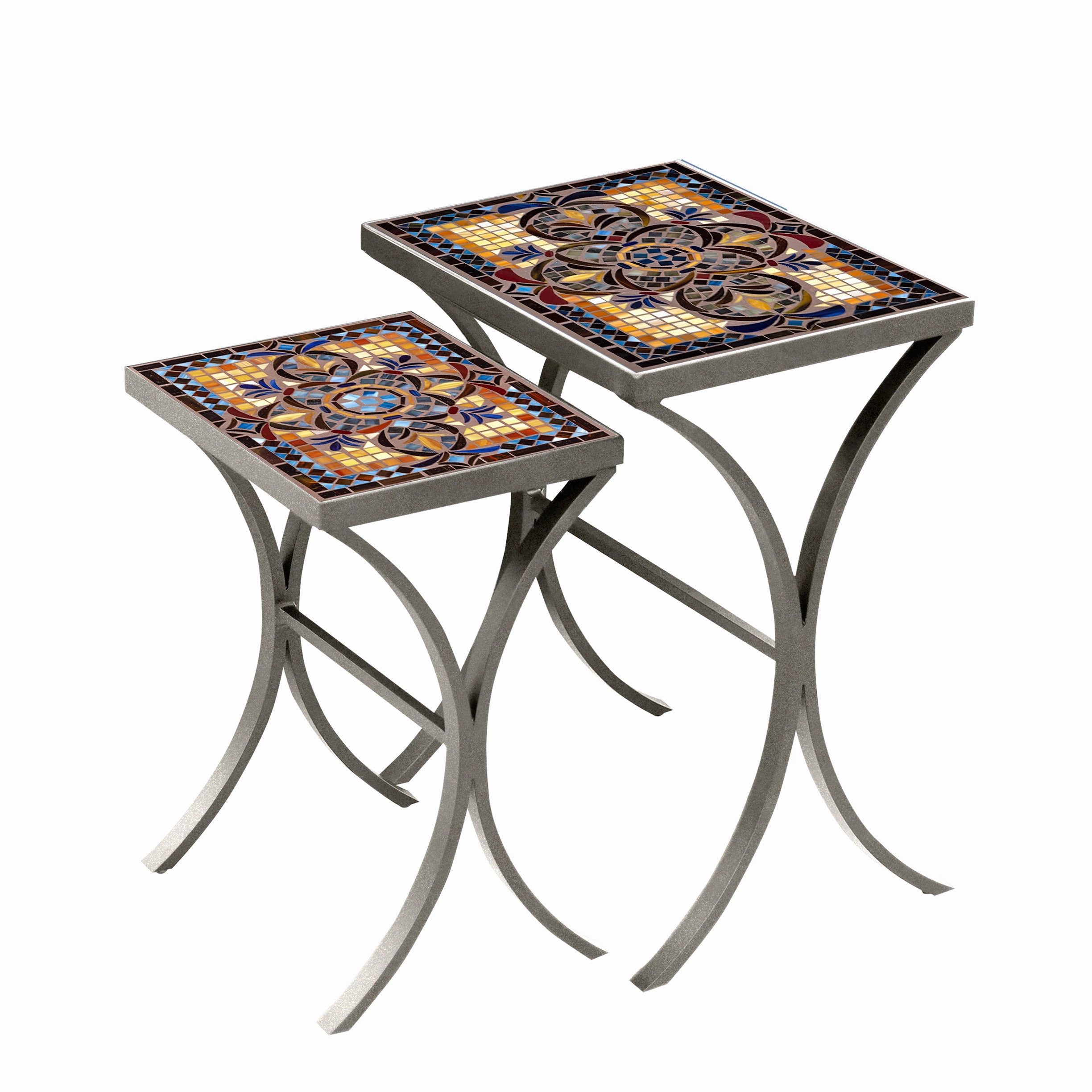 Mosaic Stone Top Nesting Tables