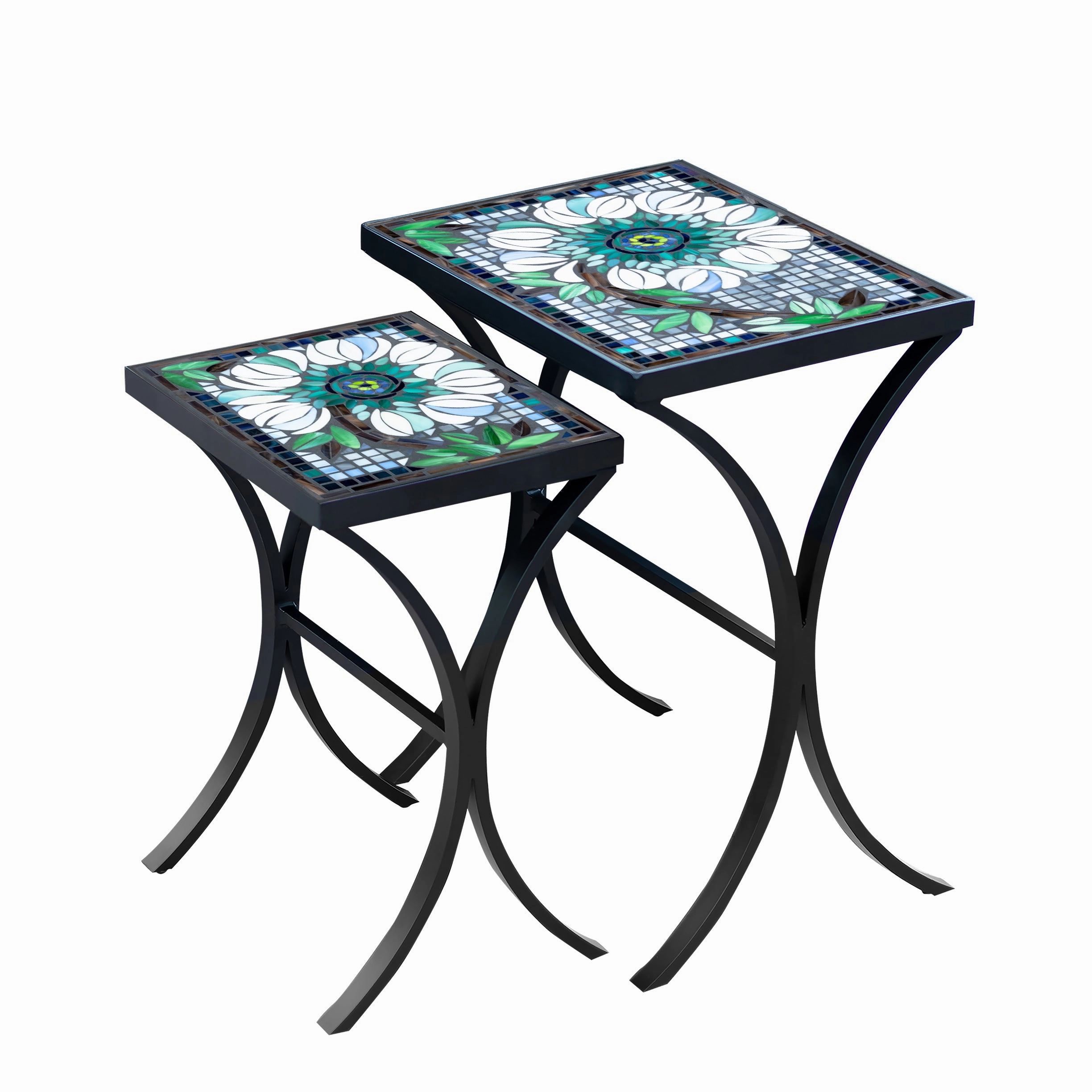 Mosaic Stone Top Nesting Tables