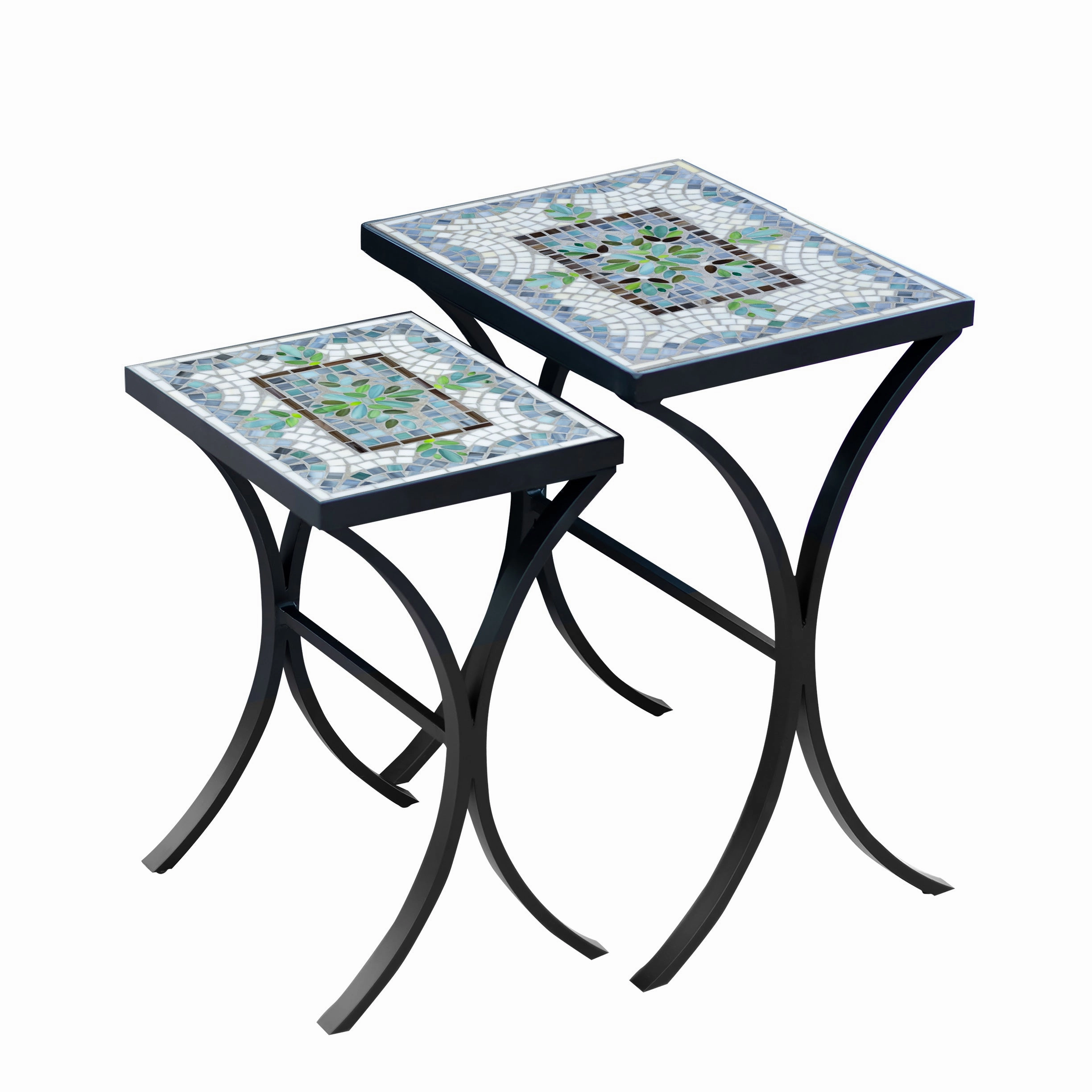 Mosaic Stone Top Nesting Tables