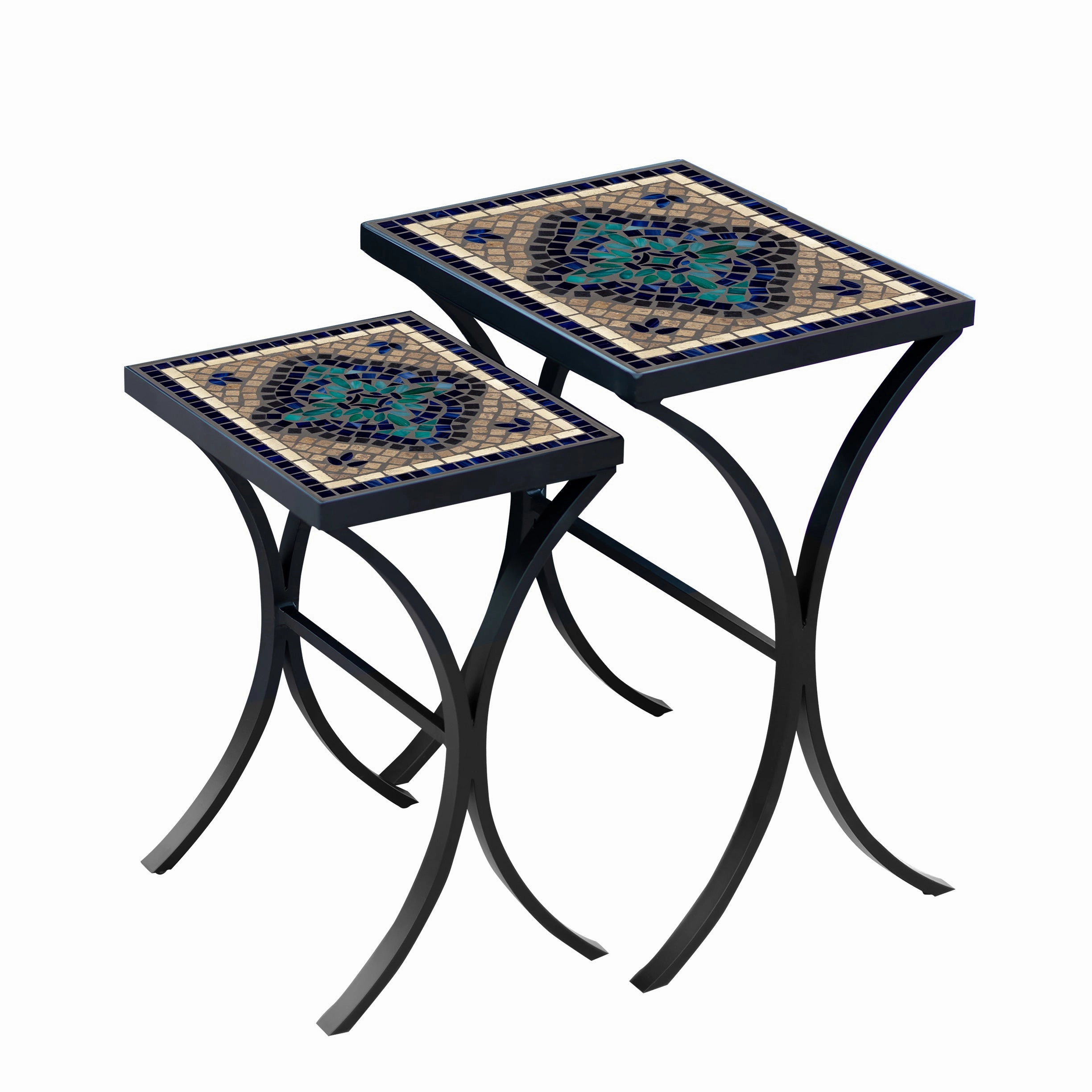 Mosaic Stone Top Nesting Tables