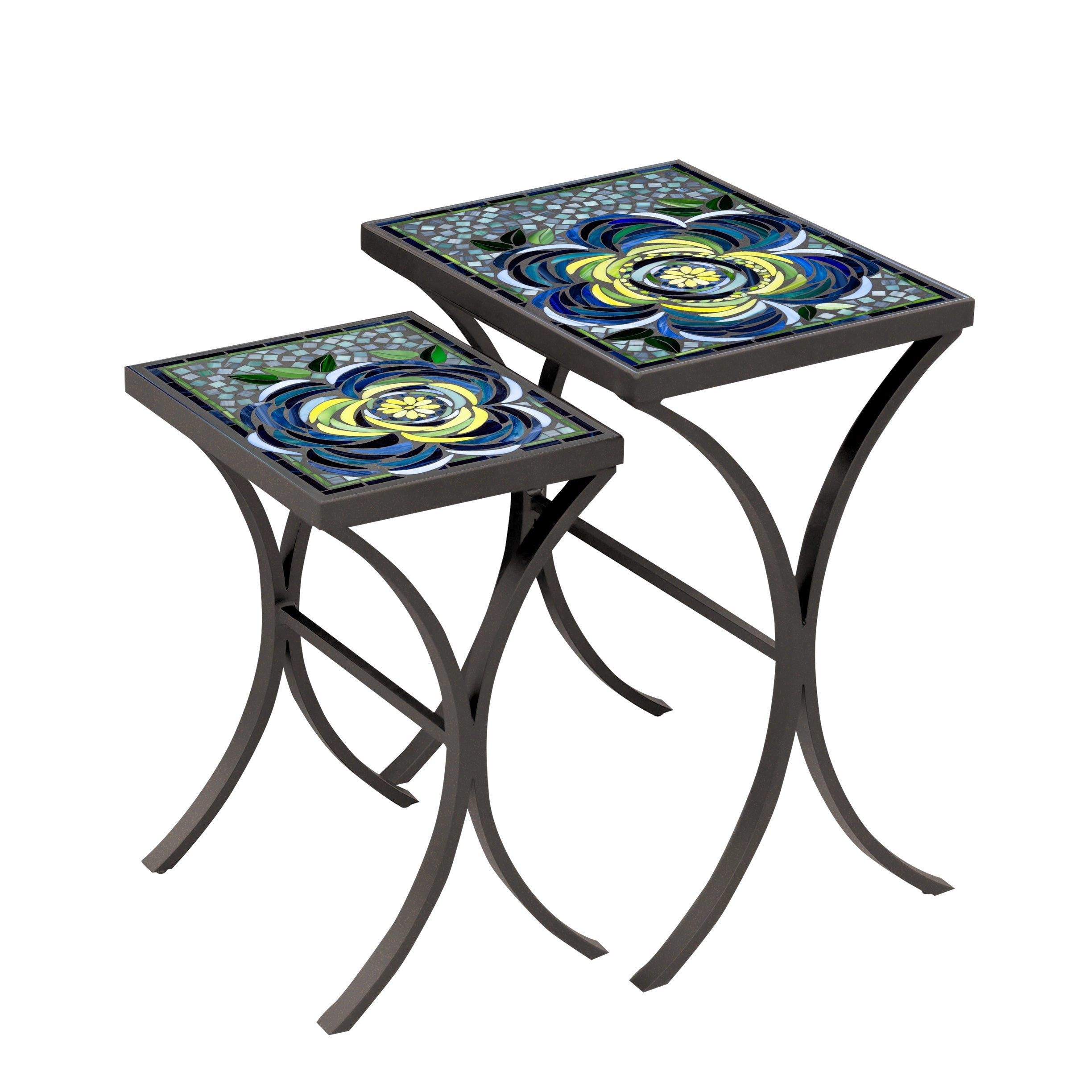 Mosaic Stone Top Nesting Tables