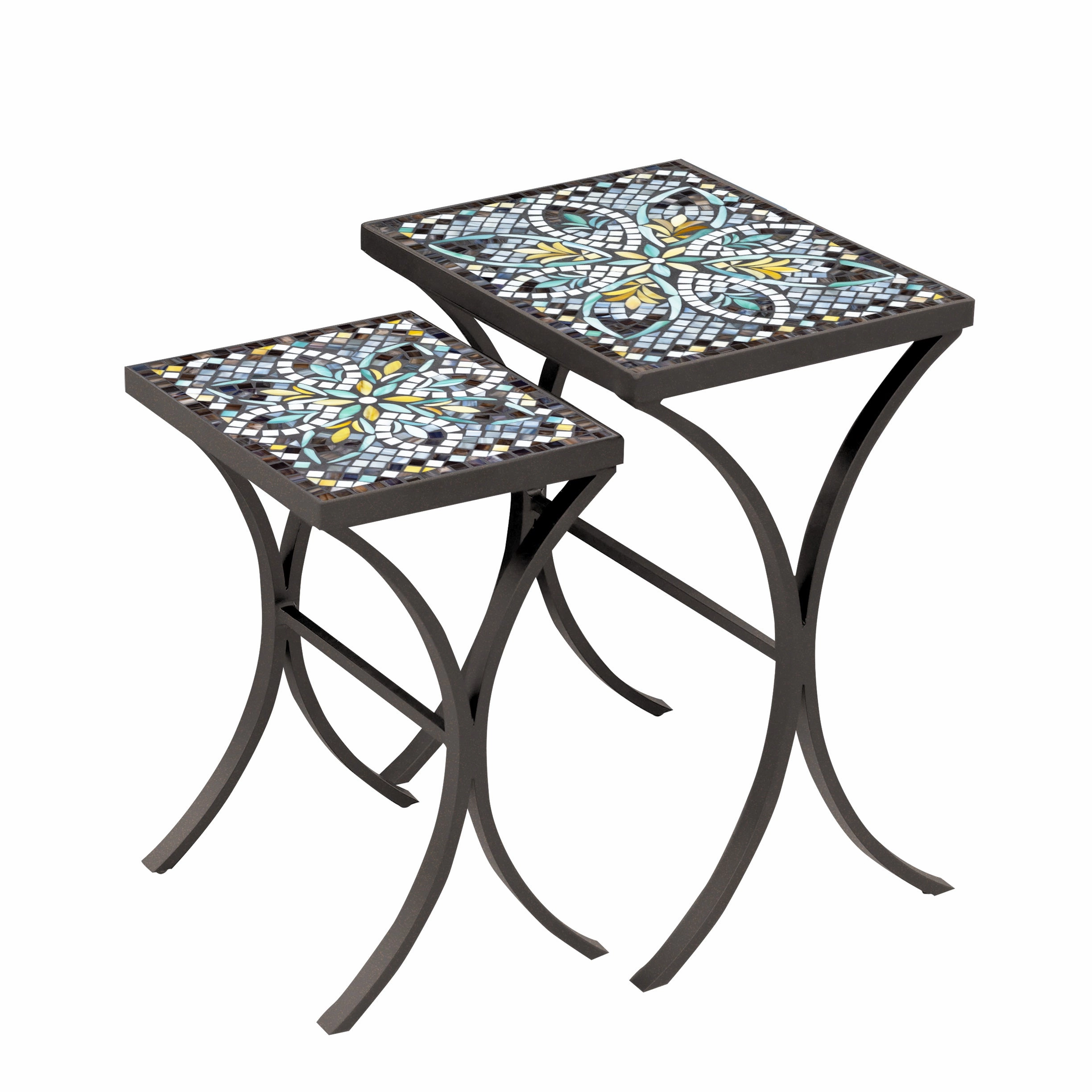 Mosaic Stone Top Nesting Tables